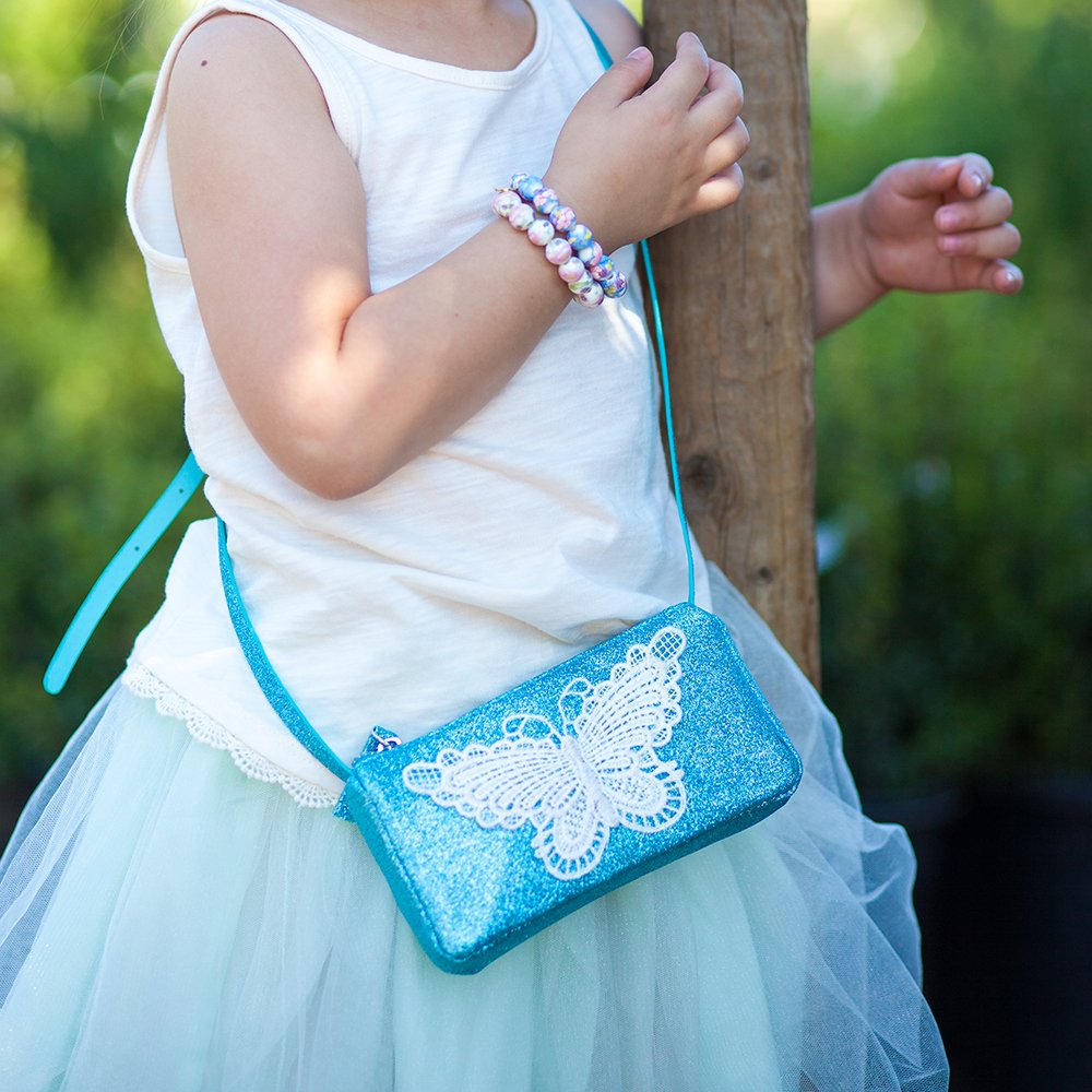 Little Girl Sparkly Glitter Purse - Butterfly ( Blue)