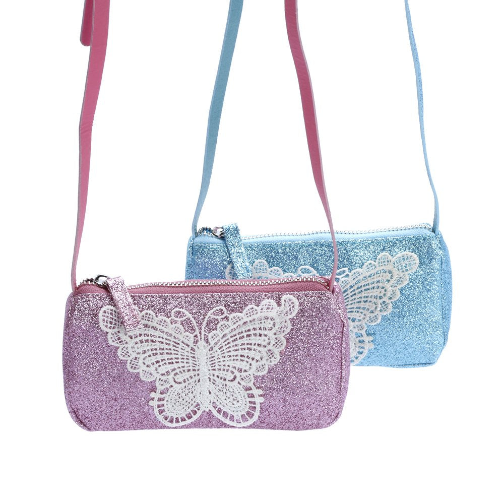 Little Girl Sparkly Glitter Purse - Butterfly ( Blue)