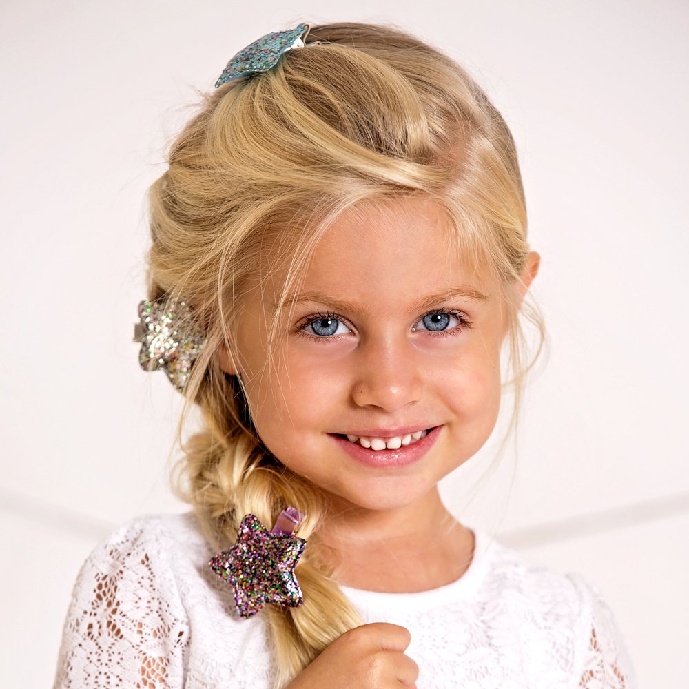 Kids Glitter Sparkle Star Hair Clip - Festive Dress-Up Clips for Girls 3+