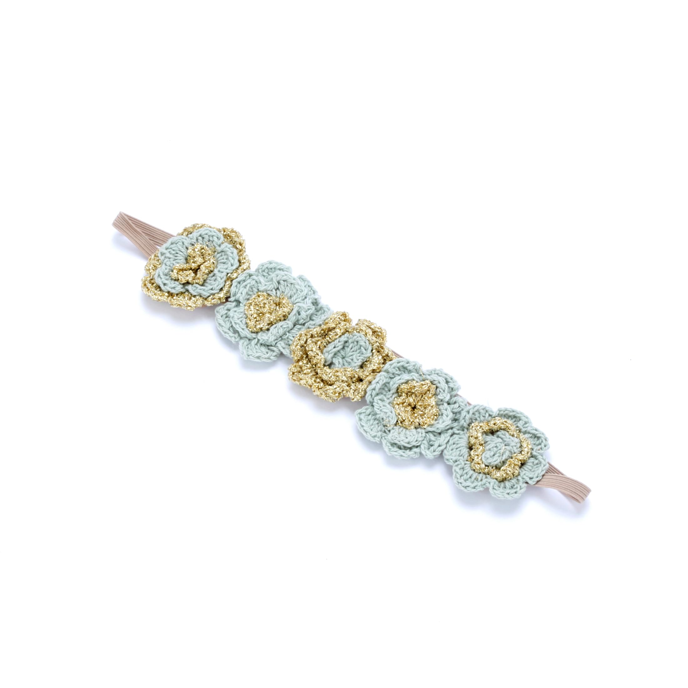 Peppercorn Kids Girls Flower Crown Headband (Age 3-8 Years) - Unique Design, Artisan Knit Hairband for Toddlers and Young Girls