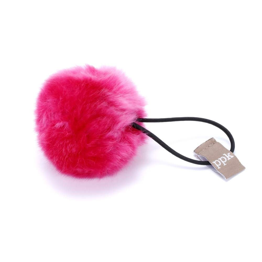 Girls Faux Fur Ball Ponytail Hair Tie - (Kids all ages)