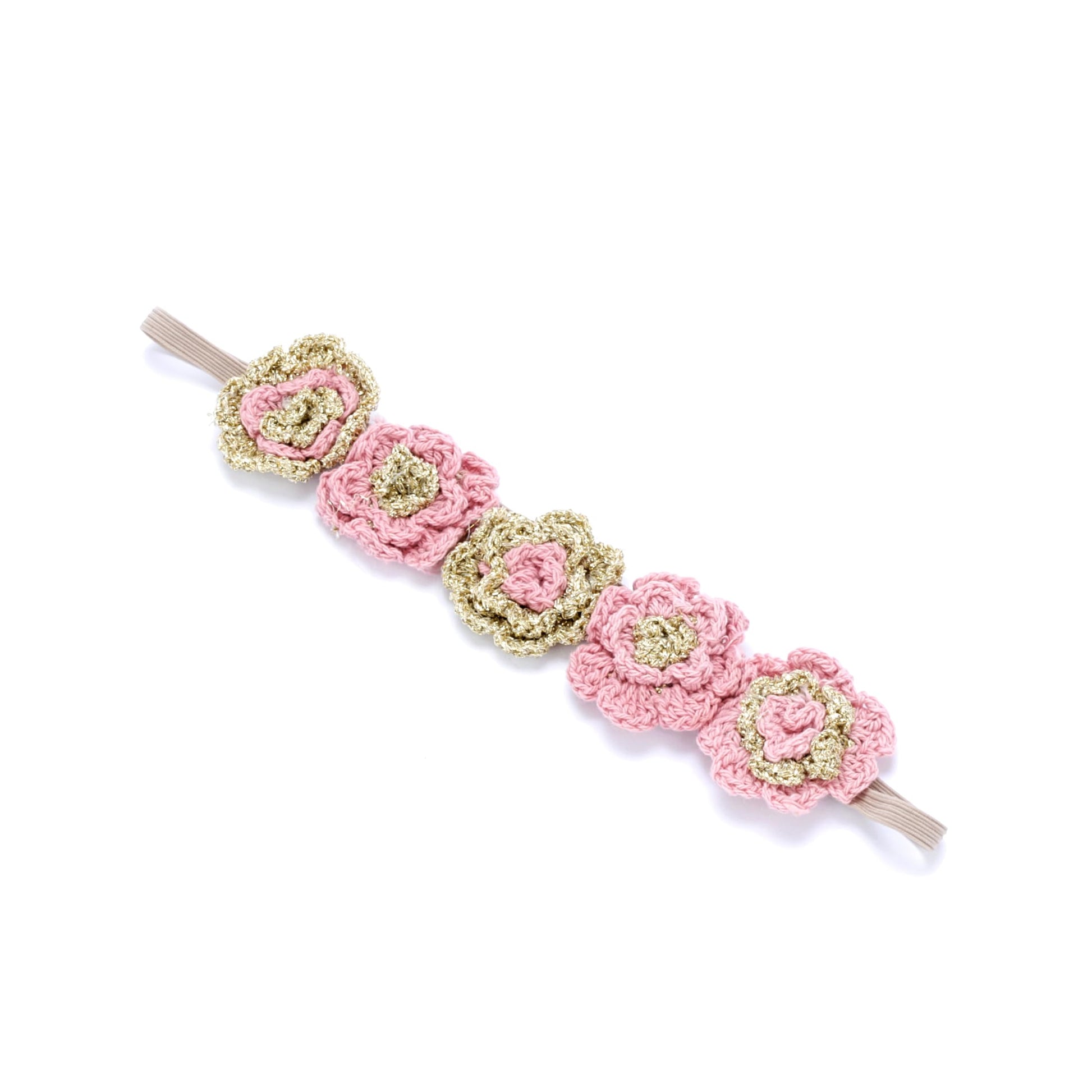 Peppercorn Kids Girls Flower Crown Headband (Age 3-8 Years) - Unique Design, Artisan Knit Hairband for Toddlers and Young Girls