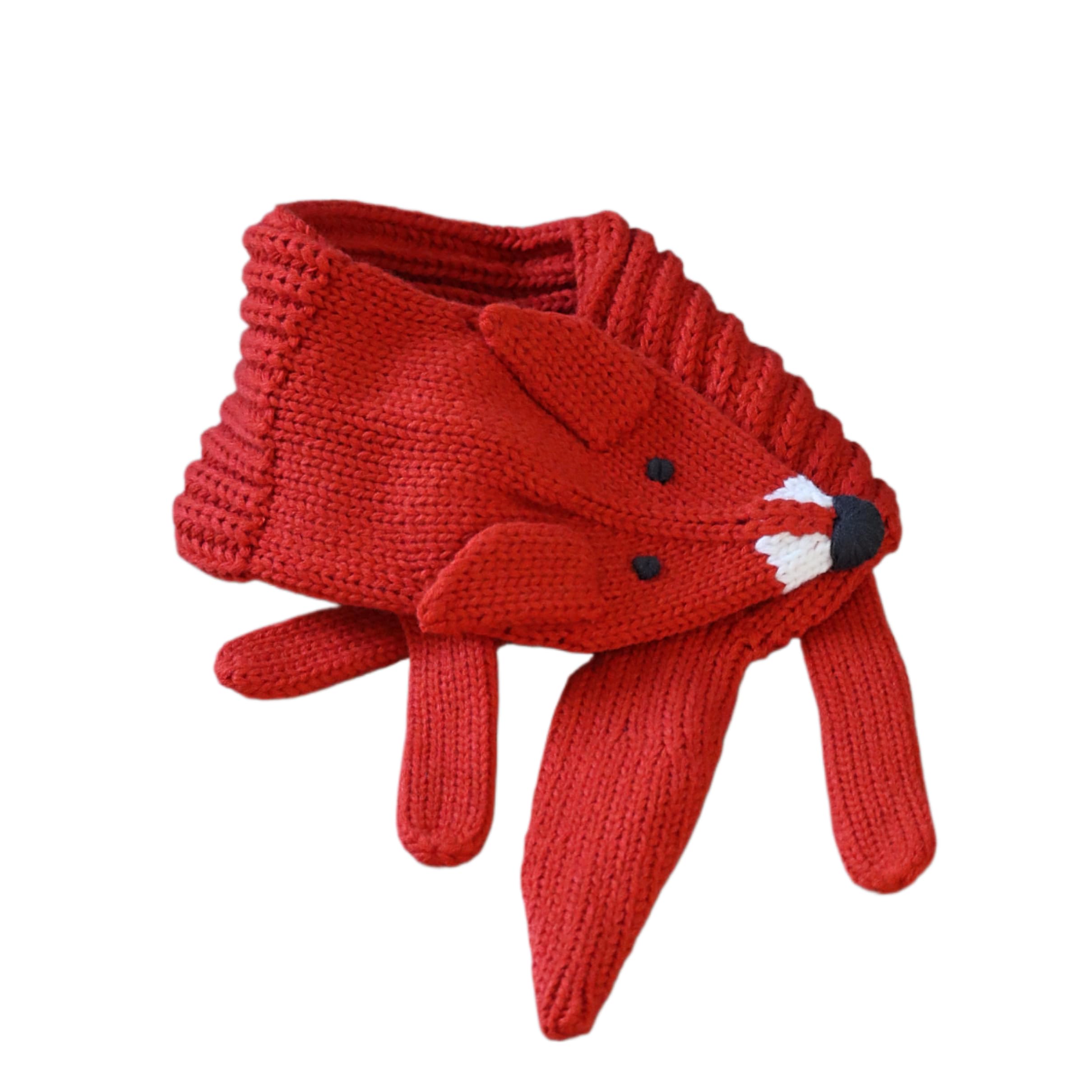 Girls Fox Scarf - Neck Warmer with Snap Button (Ages 4-12 Years)