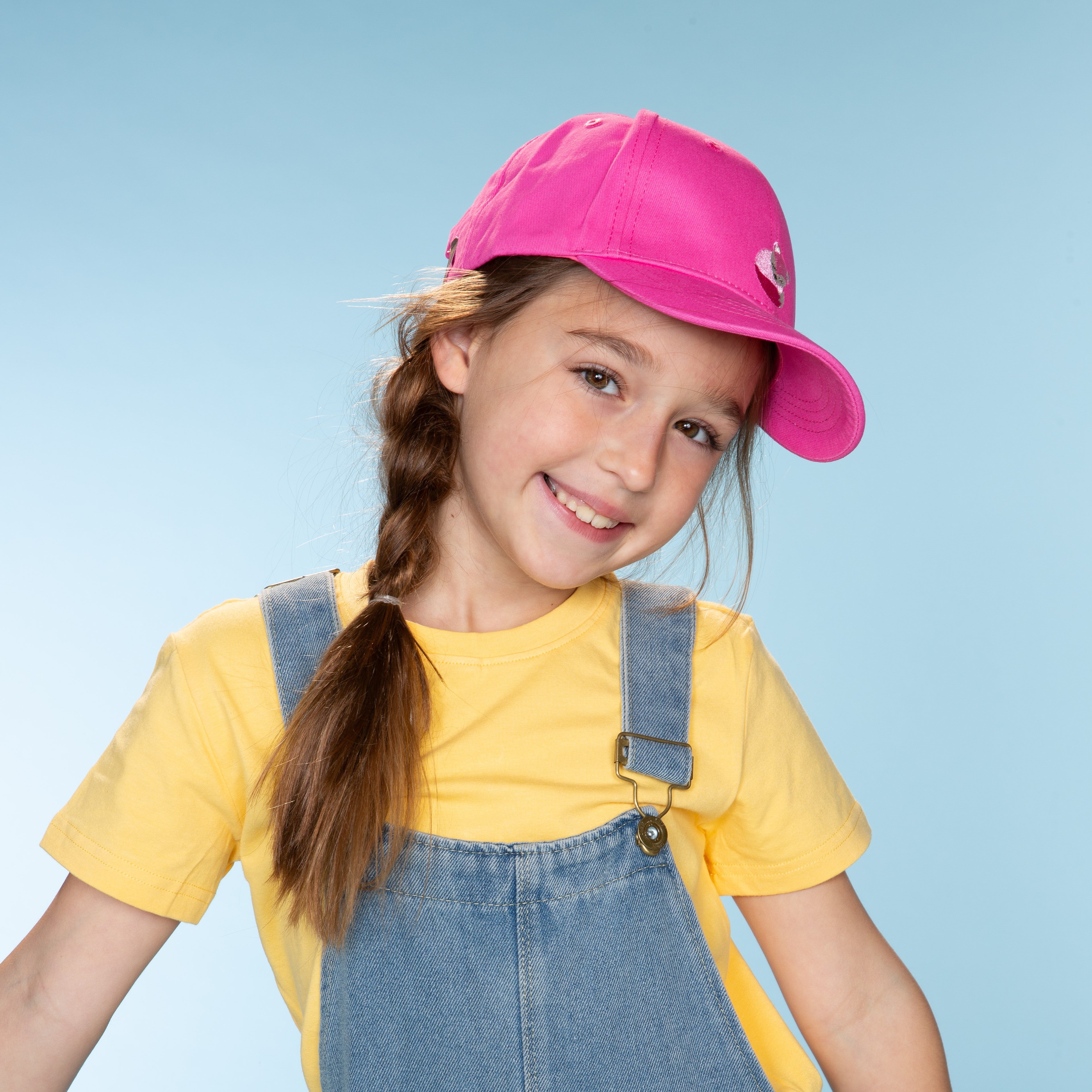 Girls' Hot Pink Baseball Hat- Cotton Fox Patch Cap (3-6/7Years)