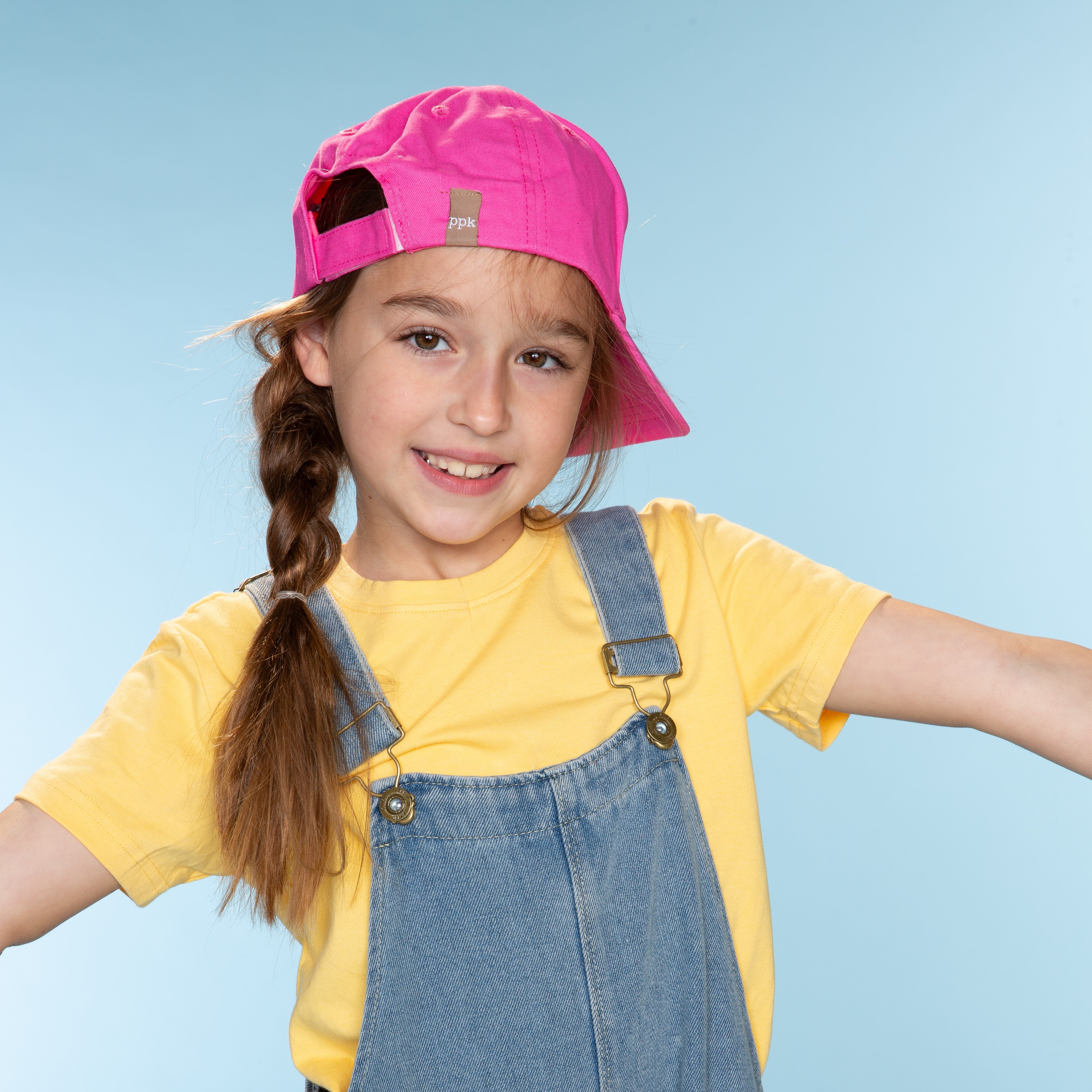 Girls' Hot Pink Baseball Hat- Cotton Fox Patch Cap (3-6/7Years)
