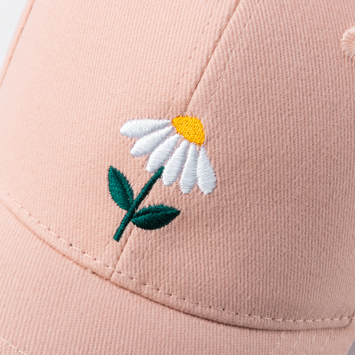 Kids Floral Baseball Cap for Toddler and Little Girls, Natural Cotton- Daisy / Pink