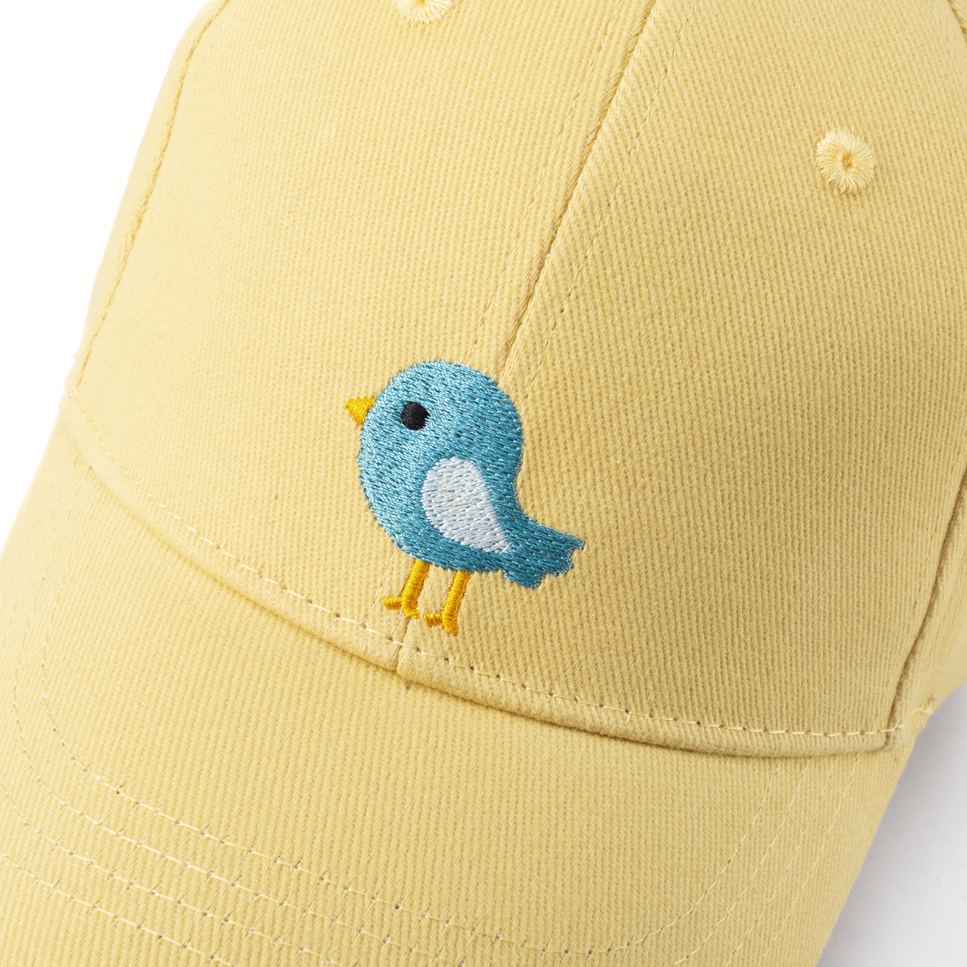 Girls Bird Patch Baseball Cap (Age 3-6/7Y) for Toddler and Little Girls, Natural Cotton- Vintage Yellow
