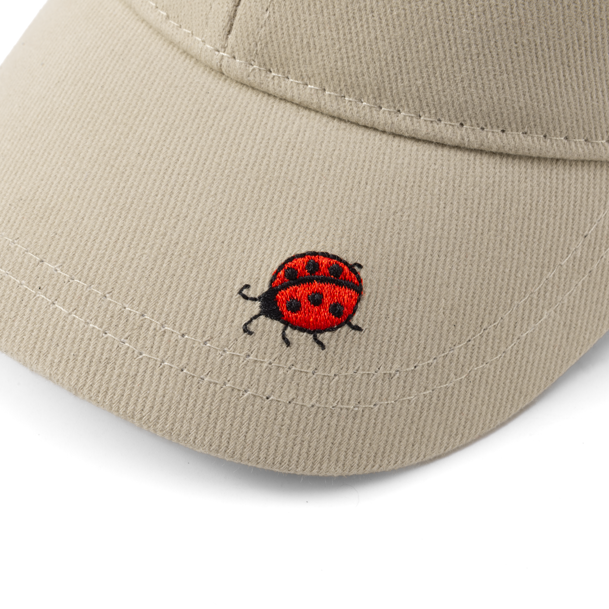 Ladybug Baseball Cap for Kids (Age 3-6/7Y) for Toddlers and Little Girls, Natural Cotton- Oat Beige