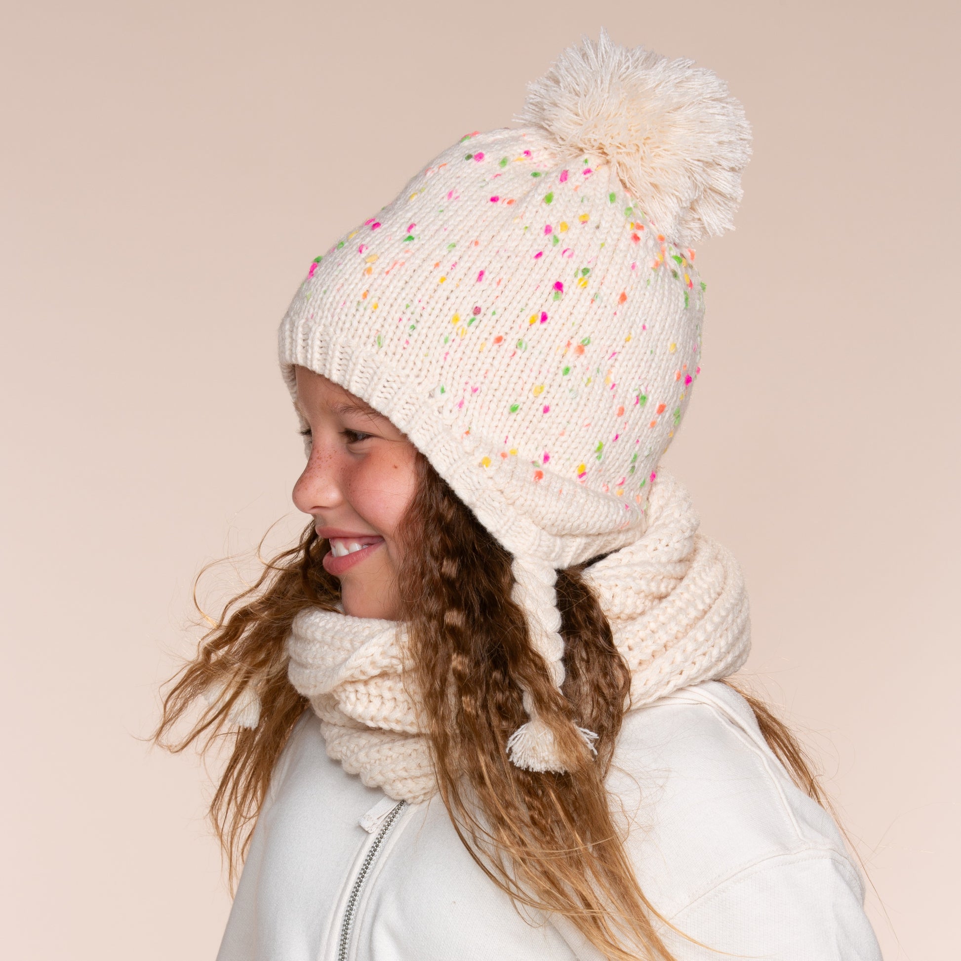 Girls Warm Knit Earflap Hat, Fleece Lined Cold-Weather Essential for Kids 1-12 Years