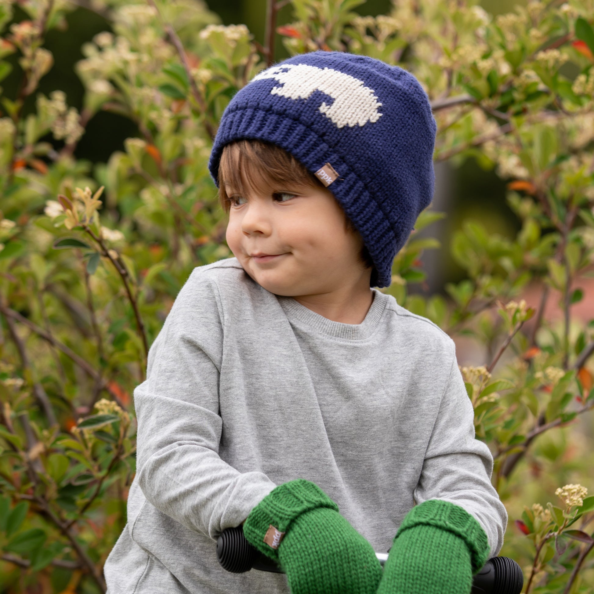 Boys Knit Beanie Set with Mittens - Warm Fleece Lined 4-6 Years