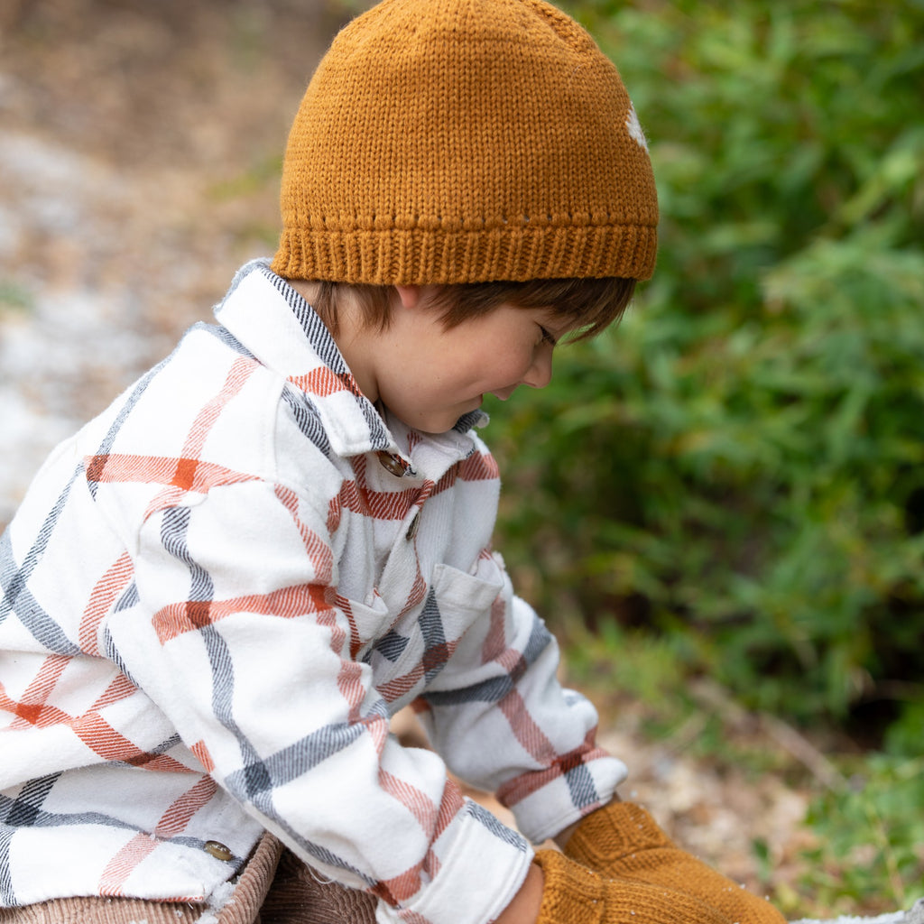 Boys Knit Beanie Set with Mittens - Warm Fleece Lined 4-6 Years