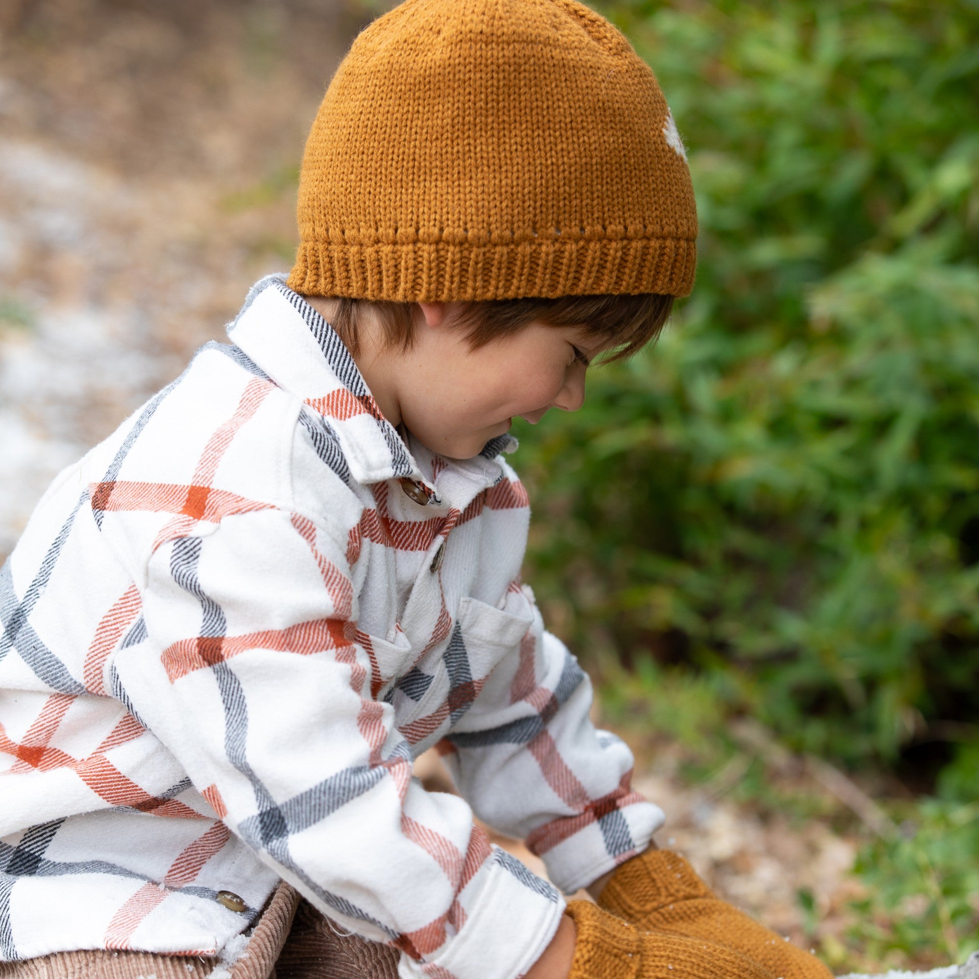 Boys Knit Beanie Set with Mittens - Warm Fleece Lined 4-6 Years