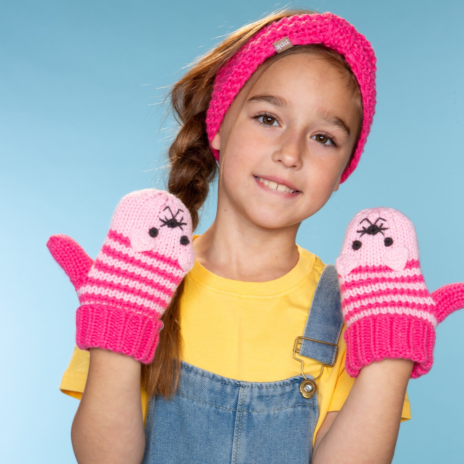 Kids Kitty Cat Stripe Knit Mittens - Soft, Fleece Lined, For Toddlers and Children of All Ages
