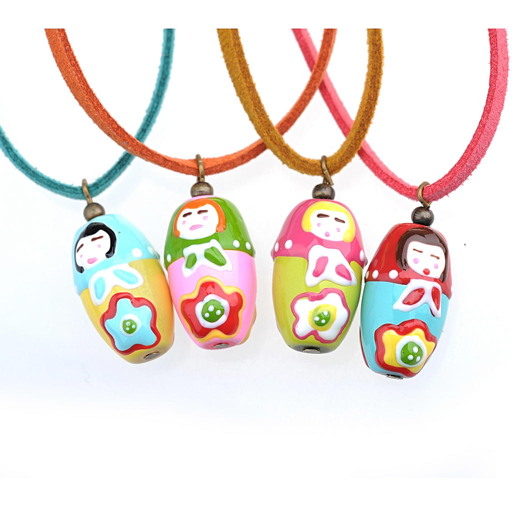 Pendant Baby Doll Charm Suede Necklace (Girls Ages 3-10)