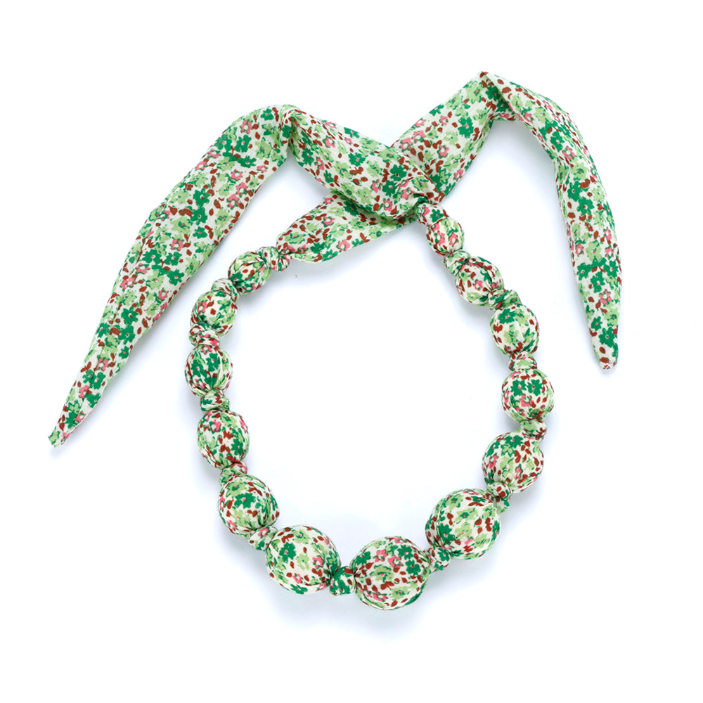 Little Girls Floral Beaded Fabric Necklace (3-8 Years, Toddlers)