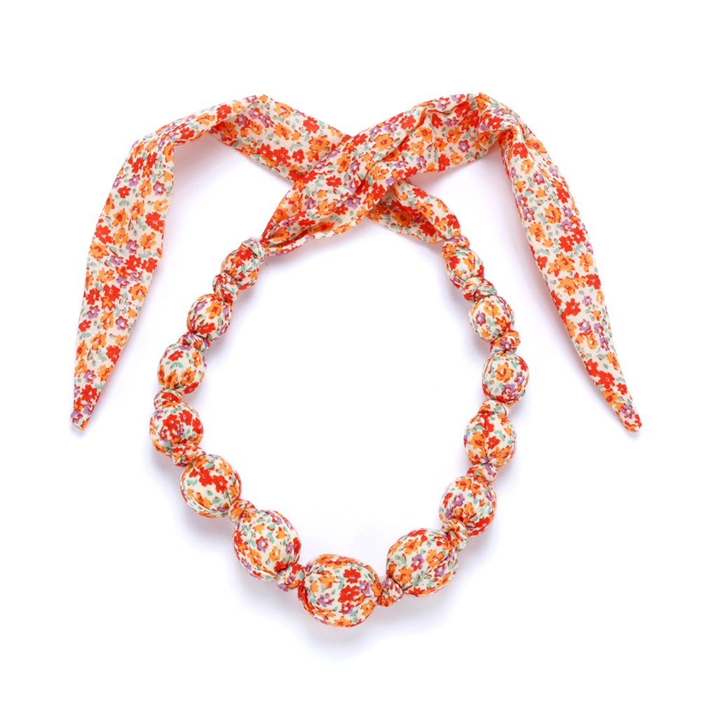 Little Girls Floral Beaded Fabric Necklace (3-8 Years, Toddlers)