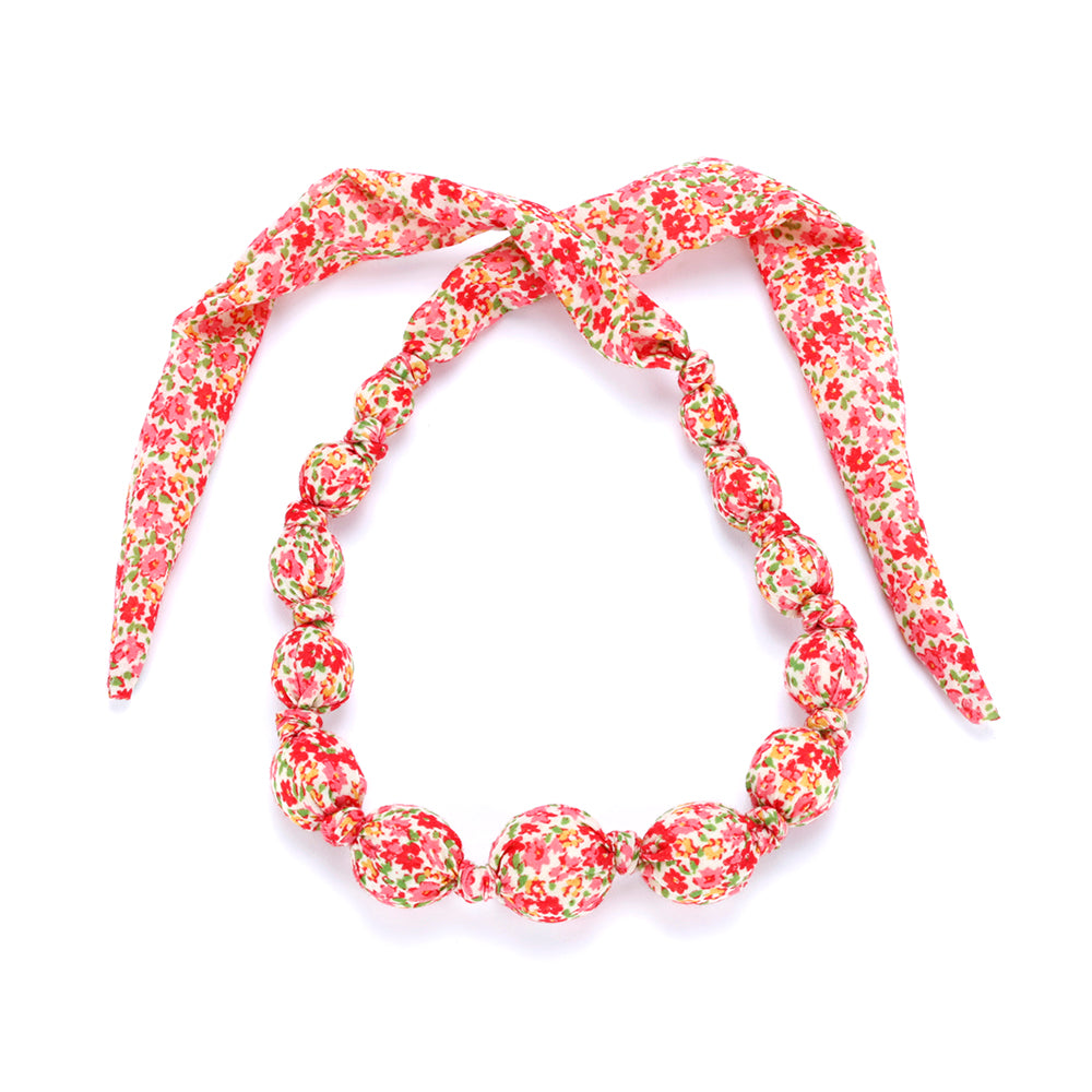 Little Girls Floral Beaded Fabric Necklace (3-8 Years, Toddlers)