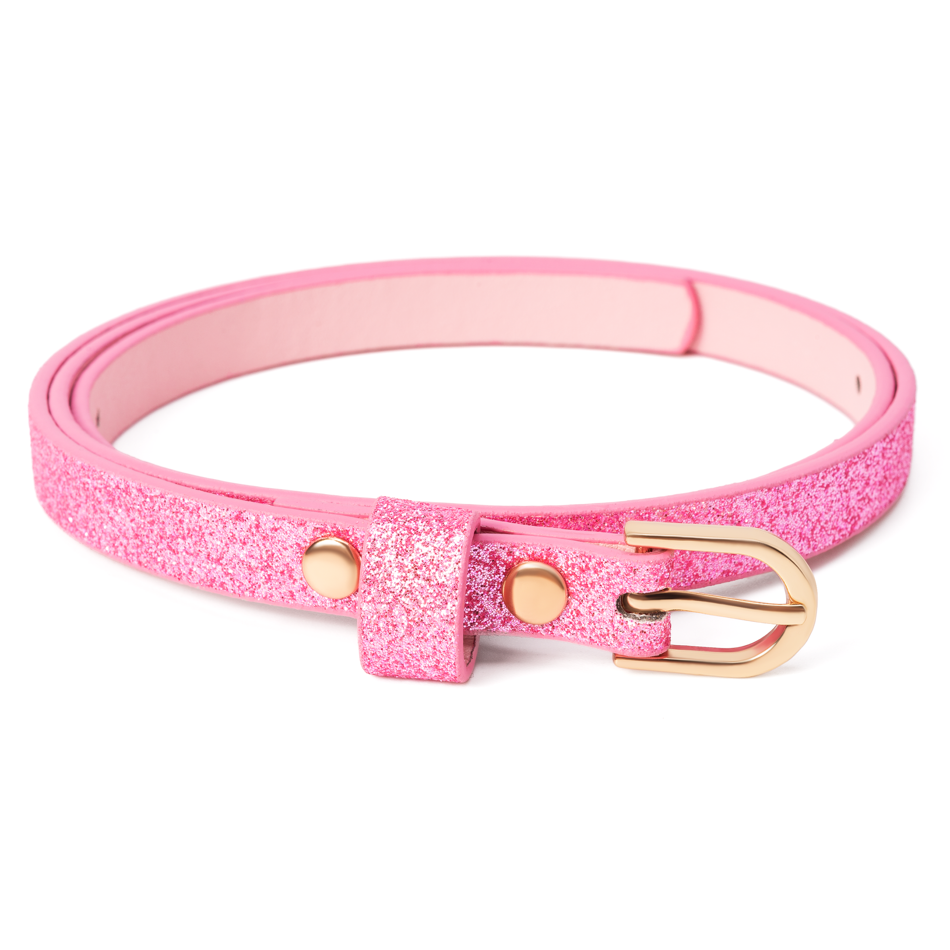Girls Ultra Skinny Sparkly Glitter Leather Belt- Ages 1-14 Years