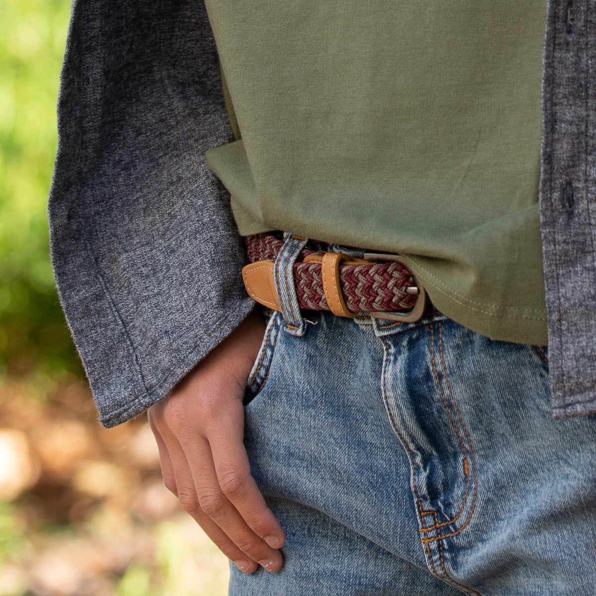 Boys Stretchy Leather Belt - Children's Age 4-14 Y
