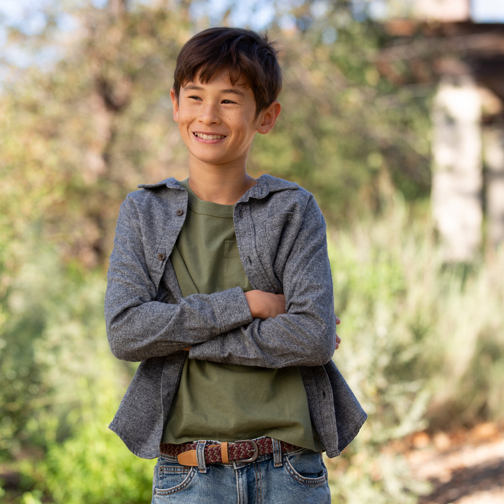 Boys Stretchy Cord Braided Leather Belt - Children's Age (4-7 Y) (8-14Y)