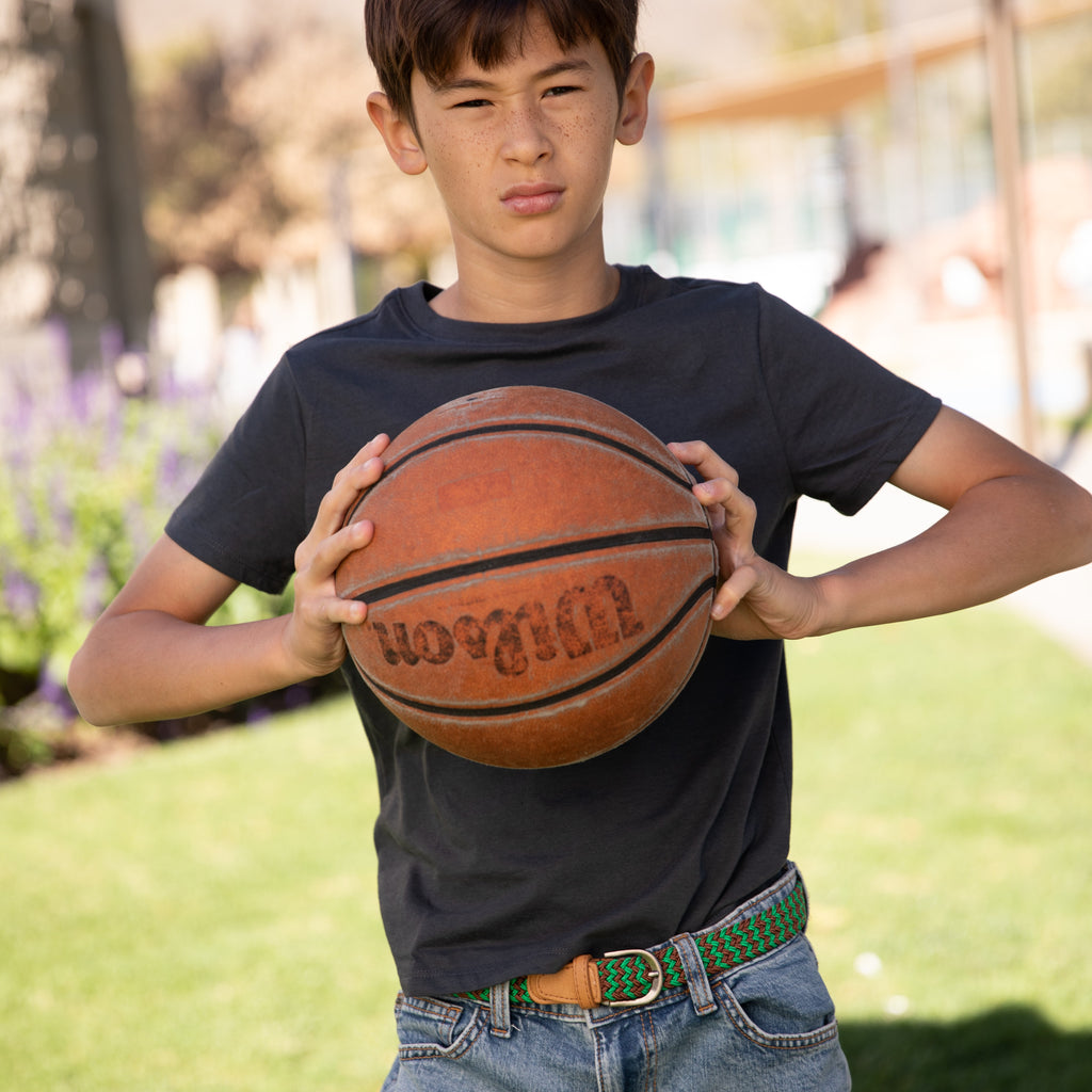 Boys Stretchy Cord Braided Leather Belt - Children's Age (4-7 Y) (8-14Y)