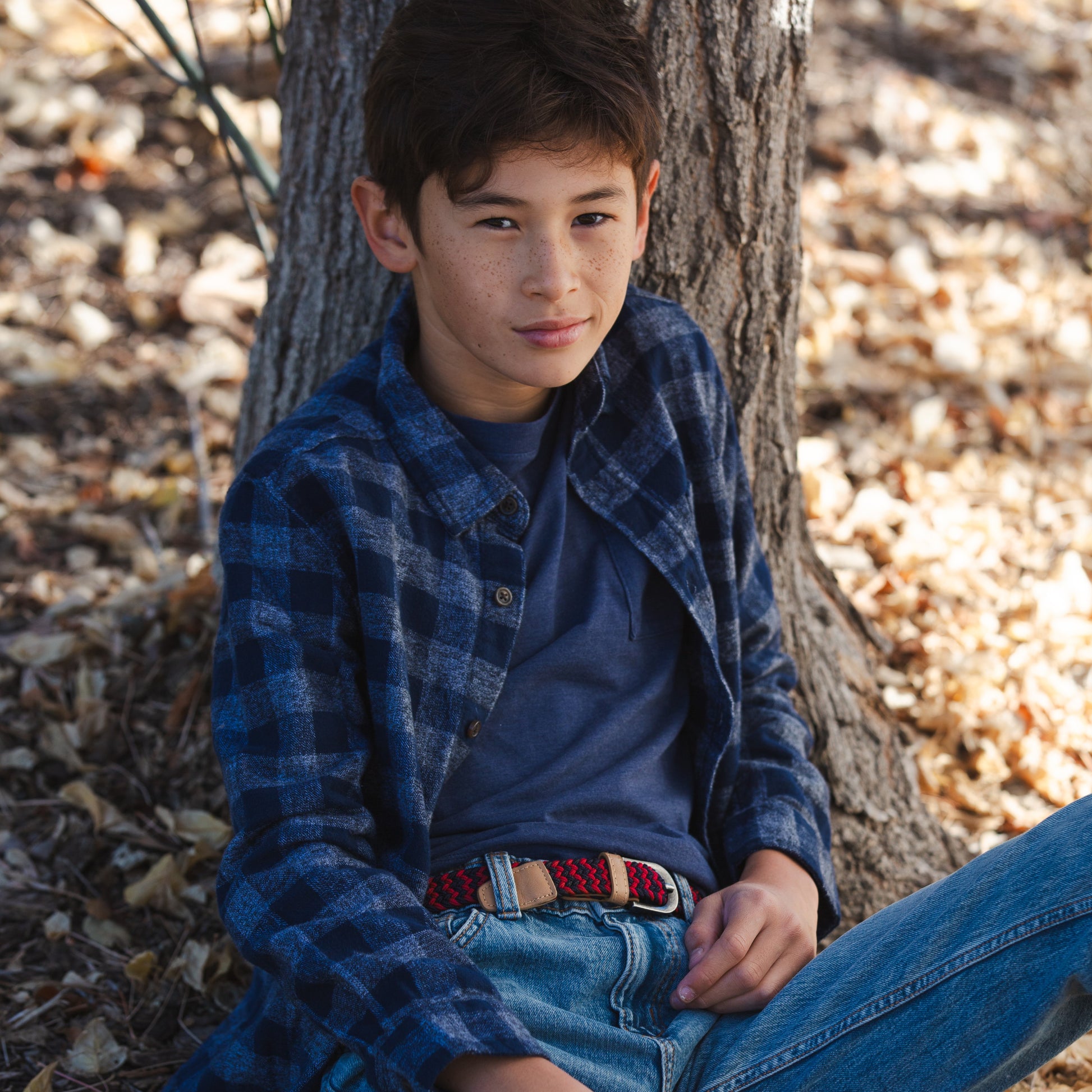 Boys Stretchy Cord Braided Leather Belt - Children's Age (4-7 Y) (8-14Y)