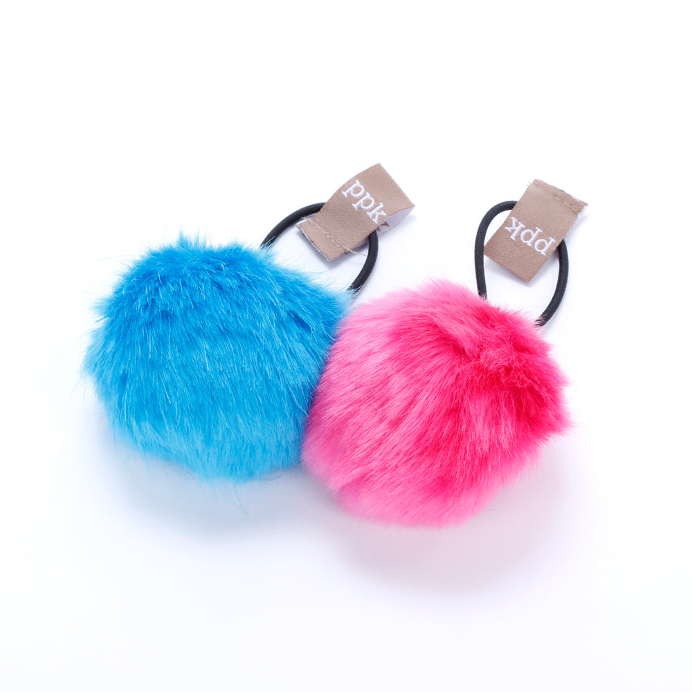 Girls Faux Fur Ball Ponytail Hair Tie - (Kids all ages)