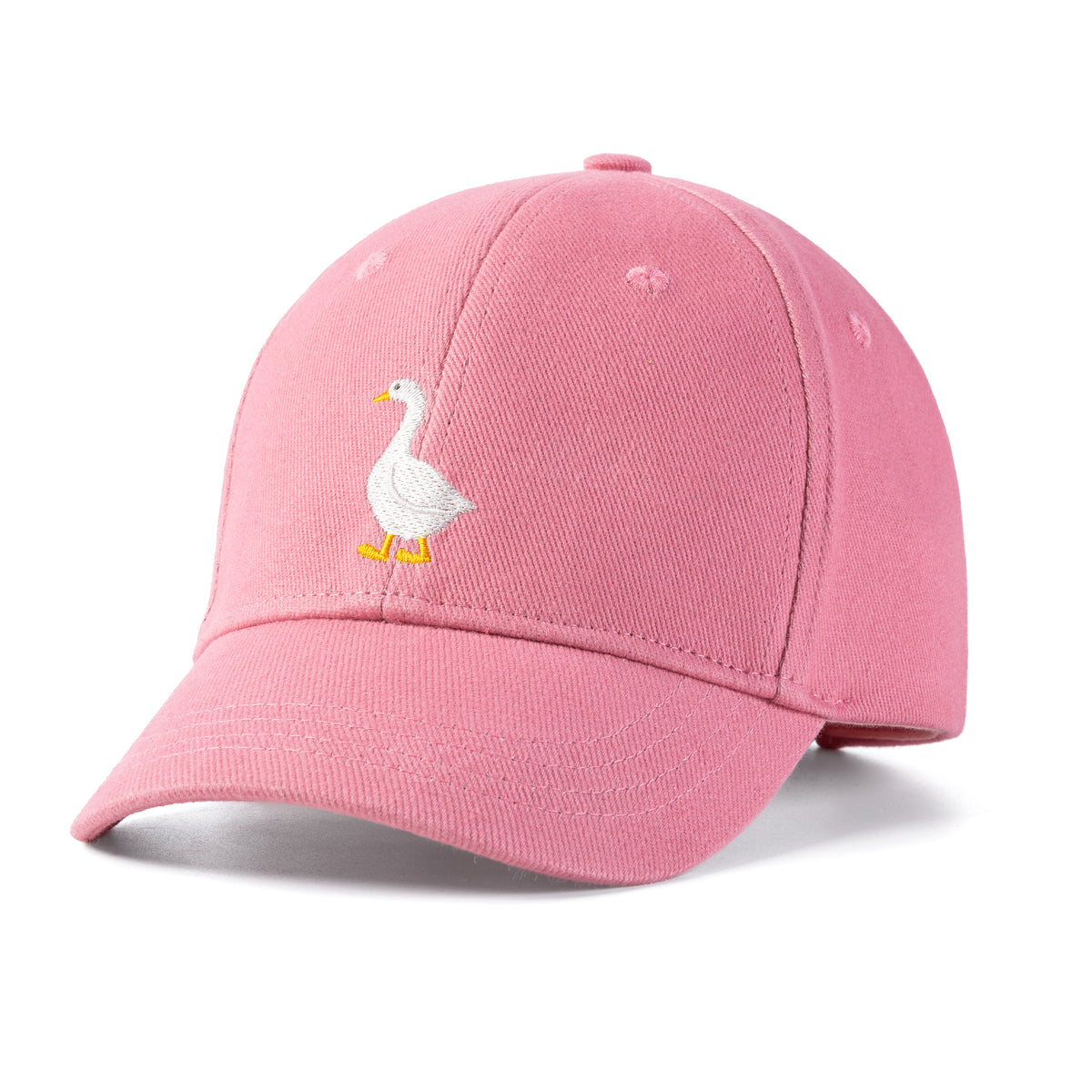 Kids Cotton Baseball Cap – Embroidered Goose Patch, Adjustable Fit Ages 3-12, Vintage Mauve