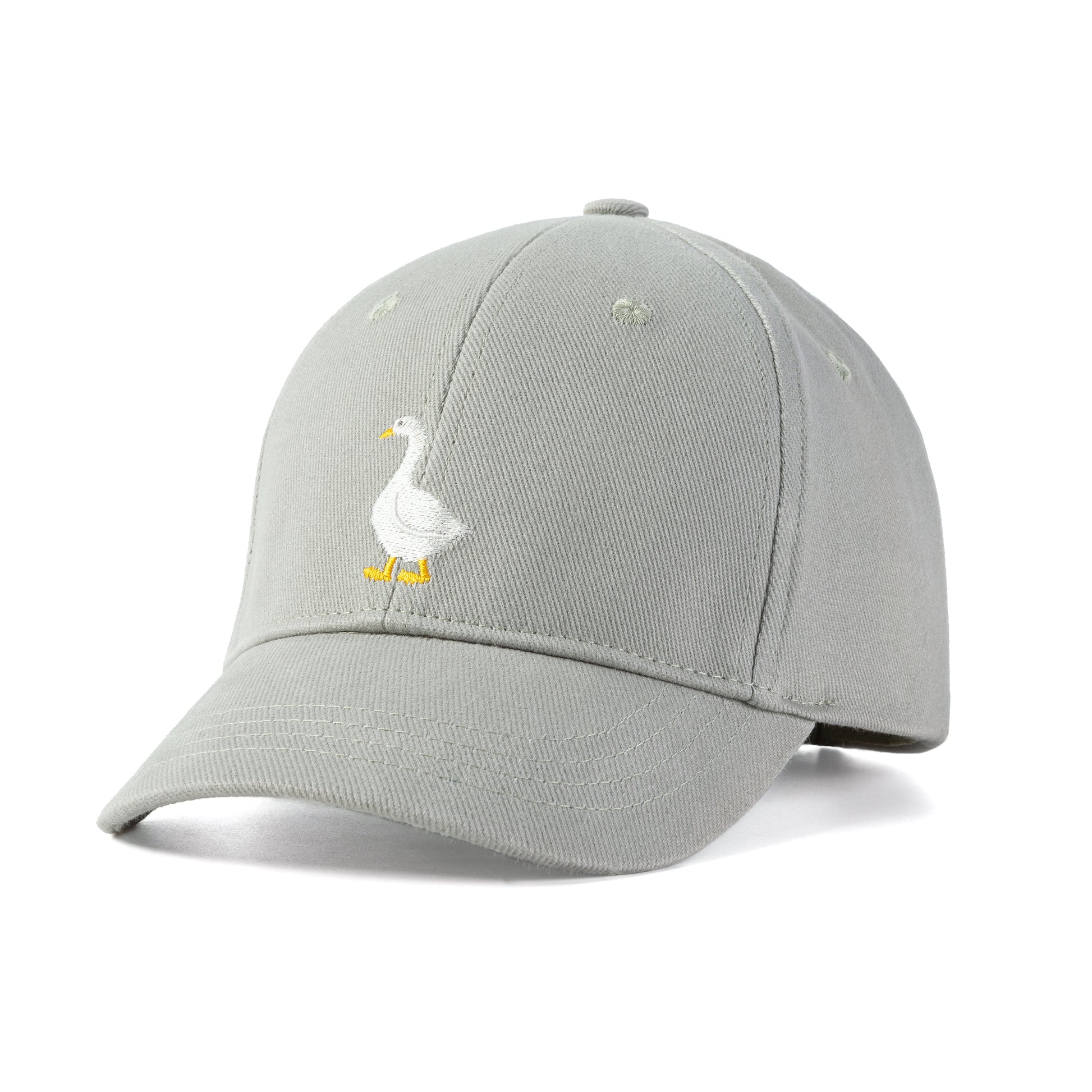 Kids Cotton Baseball Cap – Embroidered Goose Patch, Adjustable Fit Ages 3-12, Sage Green