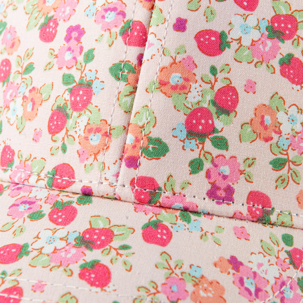 Pastel Floral Baseball Cap – Girls Cotton Sun Hat, Adjustable Fit, 1-7y, Pink