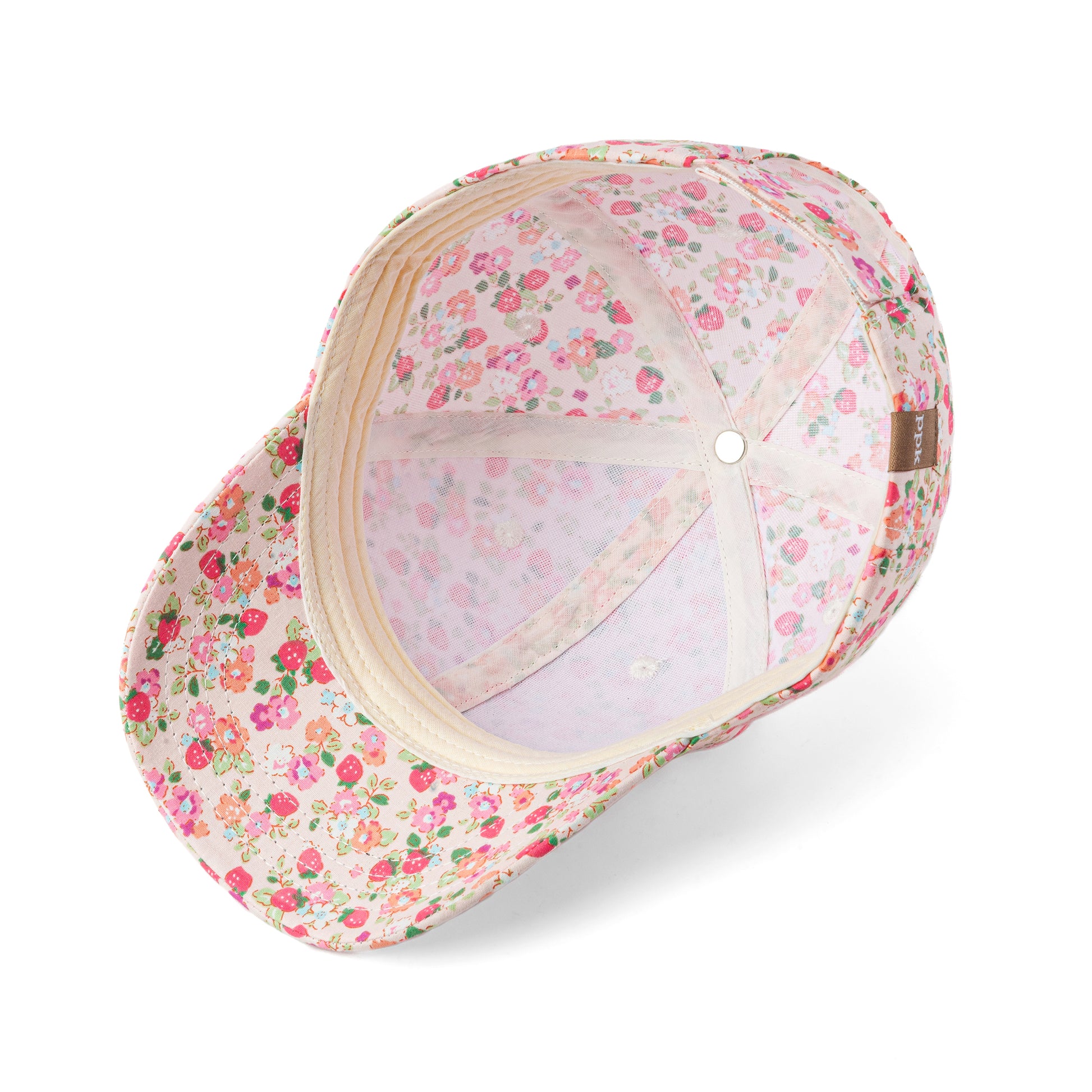 Pastel Floral Baseball Cap – Girls Cotton Sun Hat, Adjustable Fit, 1-7y, Pink
