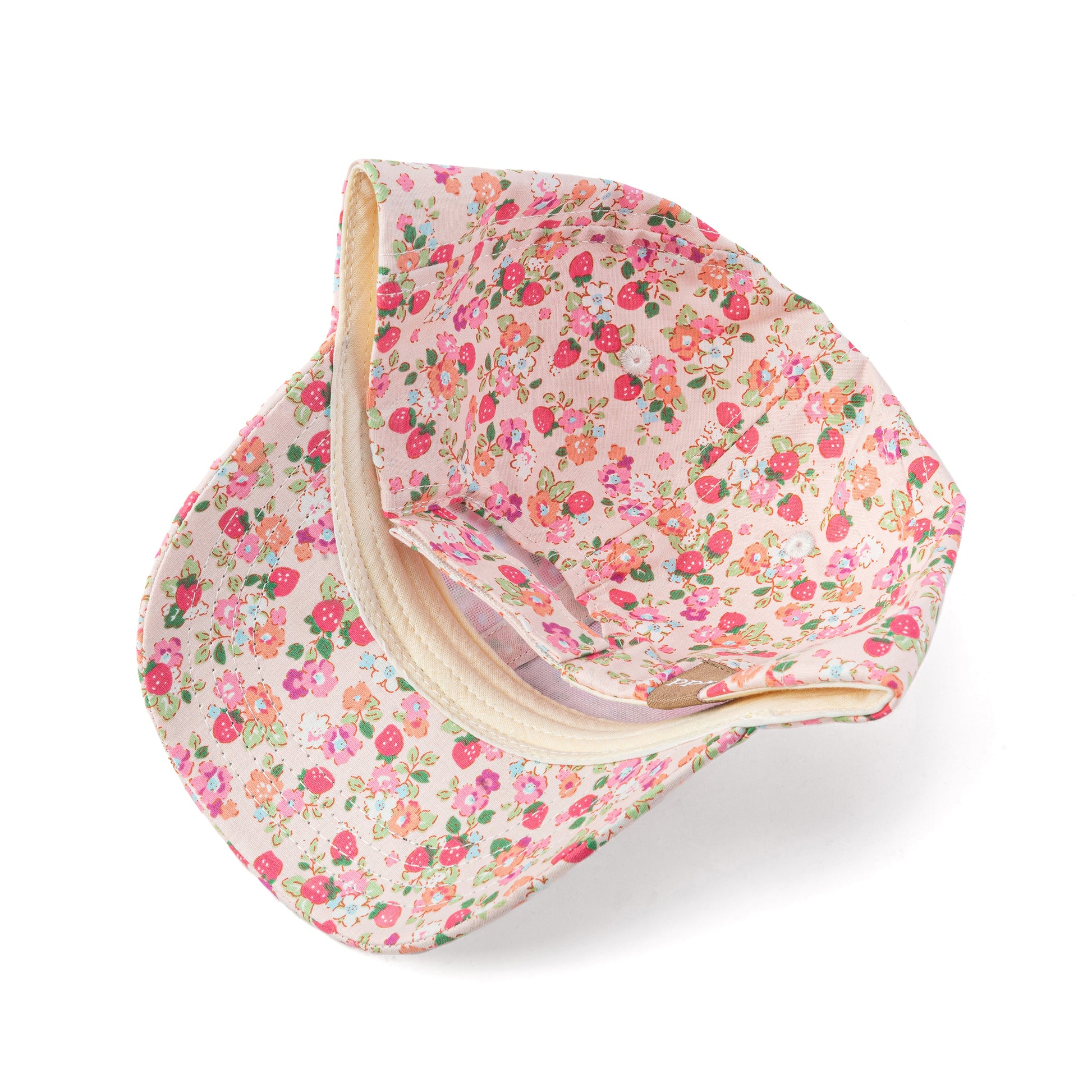 Pastel Floral Baseball Cap – Girls Cotton Sun Hat, Adjustable Fit, 1-7y, Pink