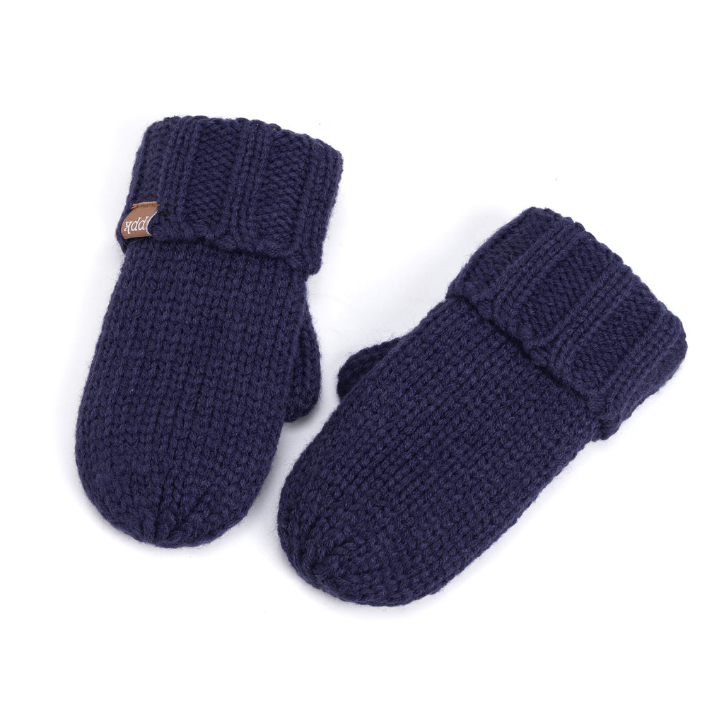 Essential Knit Mittens with Fleece for Kids 3-12 Y- Cold Weather Basic Accessory