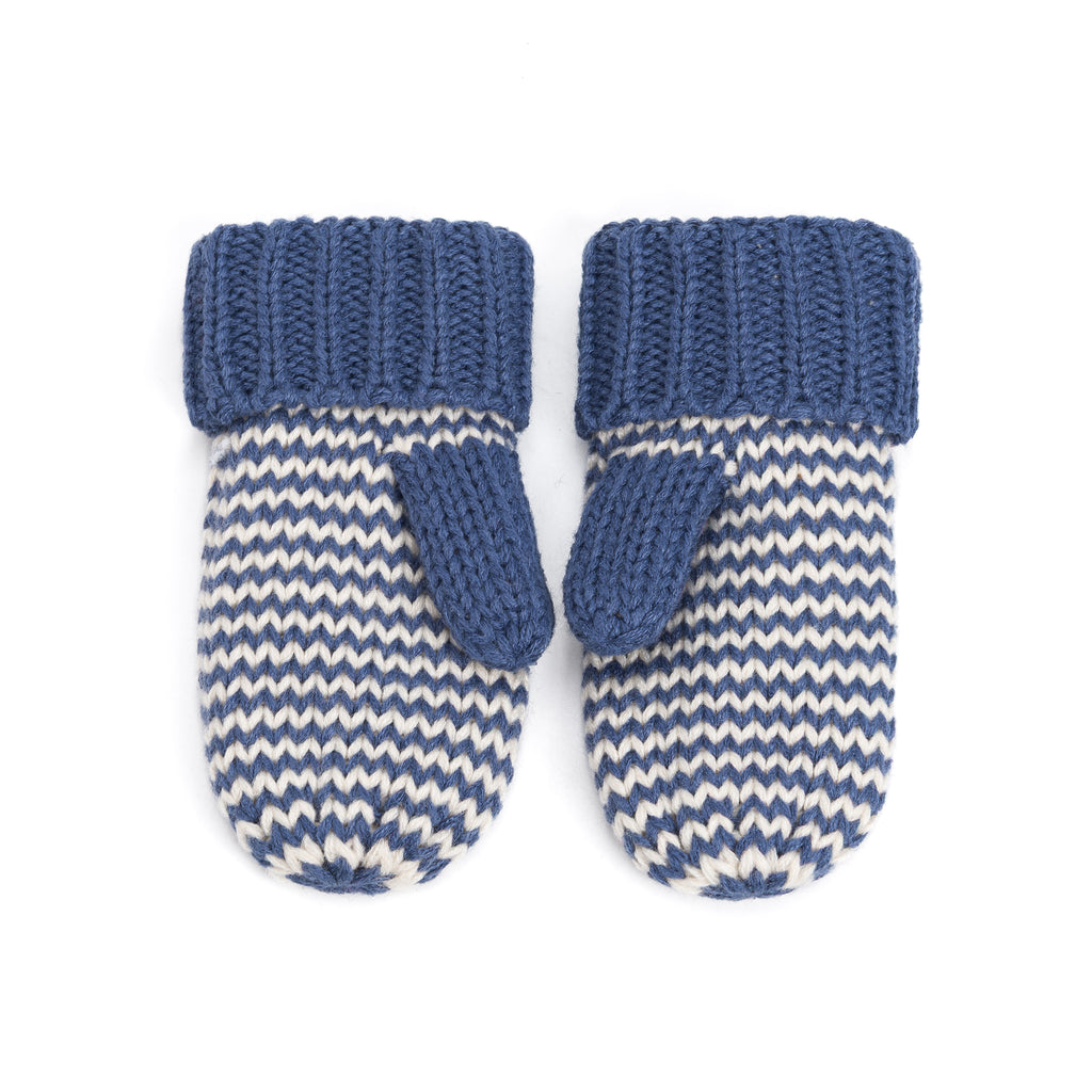 Stripe Knit Mittens: Warm Fleece Lined Acrylic Gloves for Children 1-12 Years
