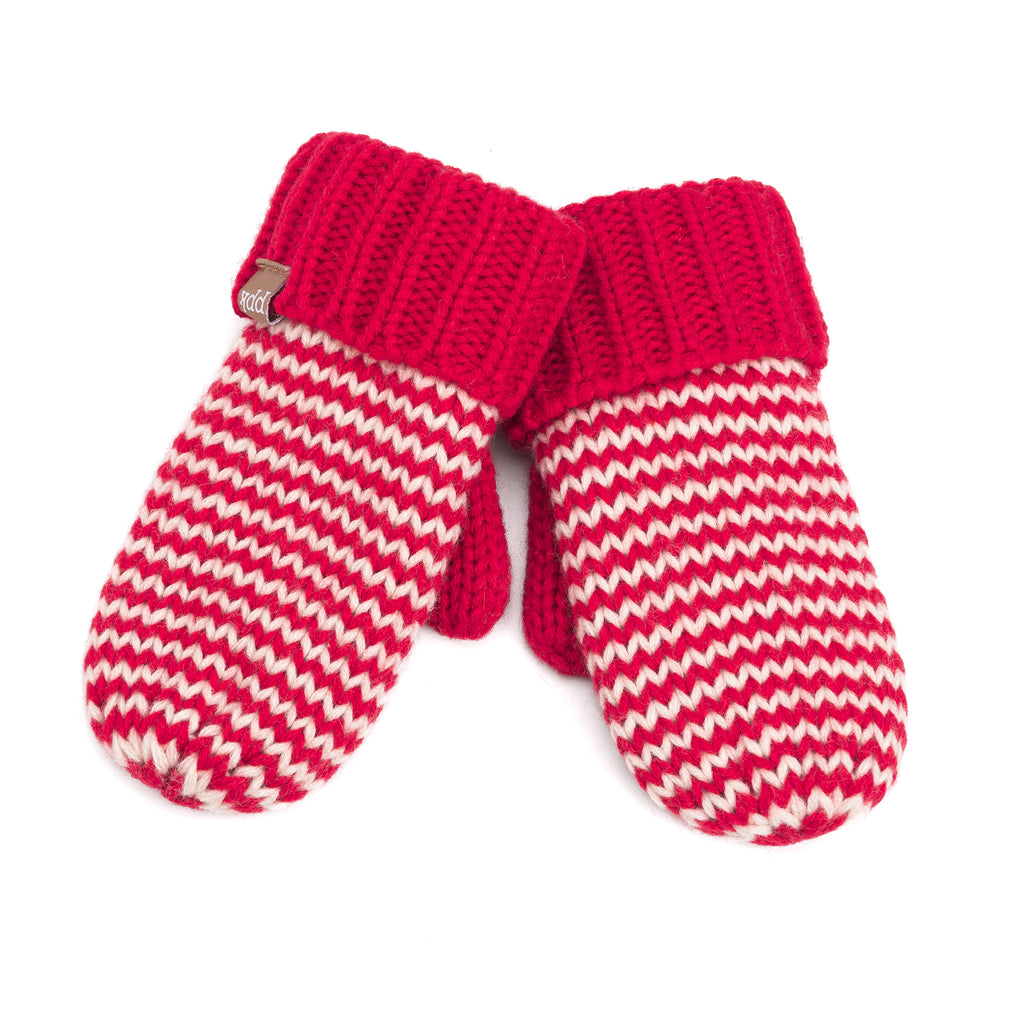 Stripe Knit Mittens: Warm Fleece Lined Acrylic Gloves for Children 1-12 Years