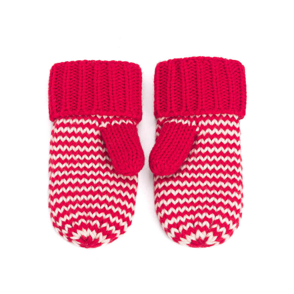 Stripe Knit Mittens: Warm Fleece Lined Acrylic Gloves for Children 1-12 Years