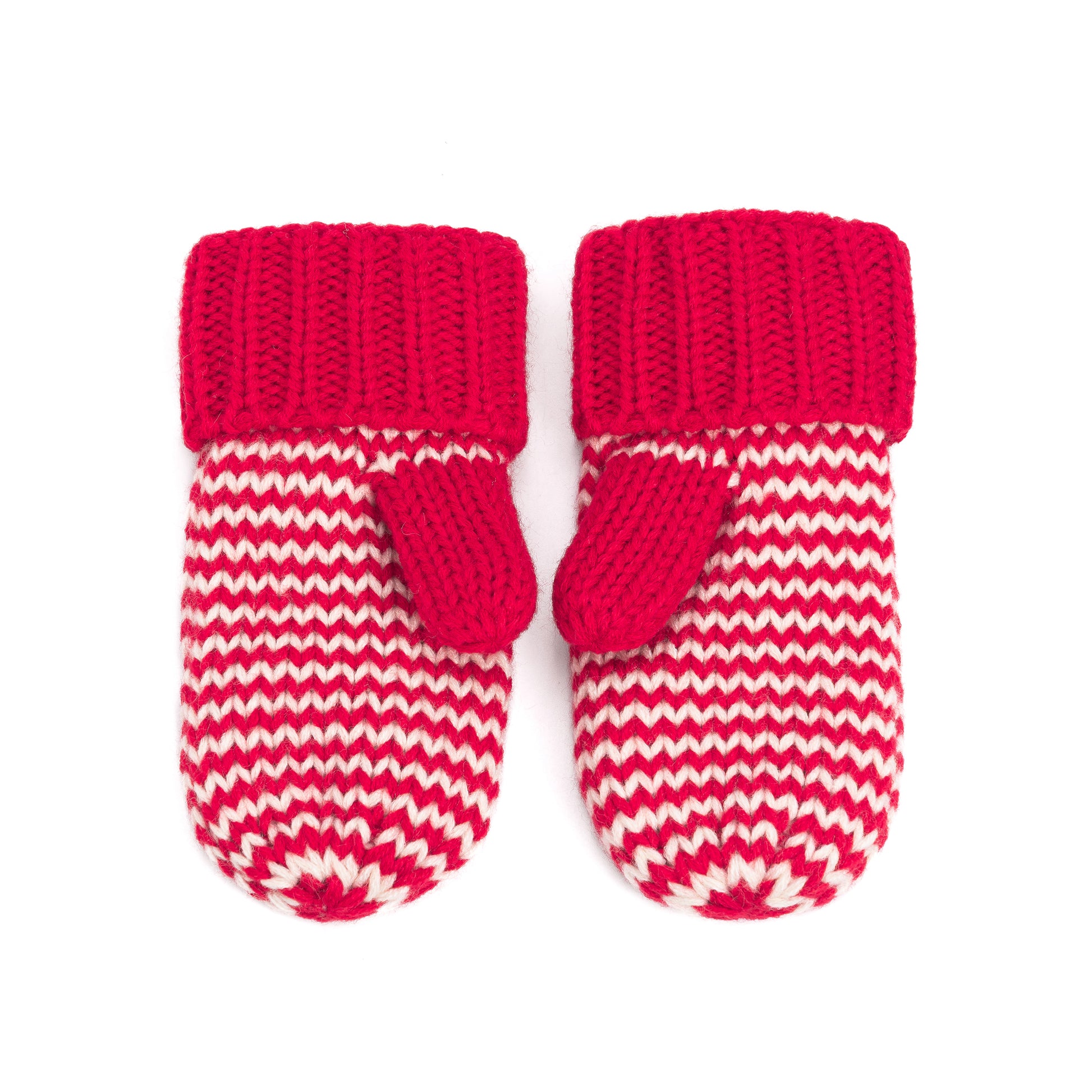 Stripe Knit Mittens: Warm Fleece Lined Acrylic Gloves for Children 1-12 Years