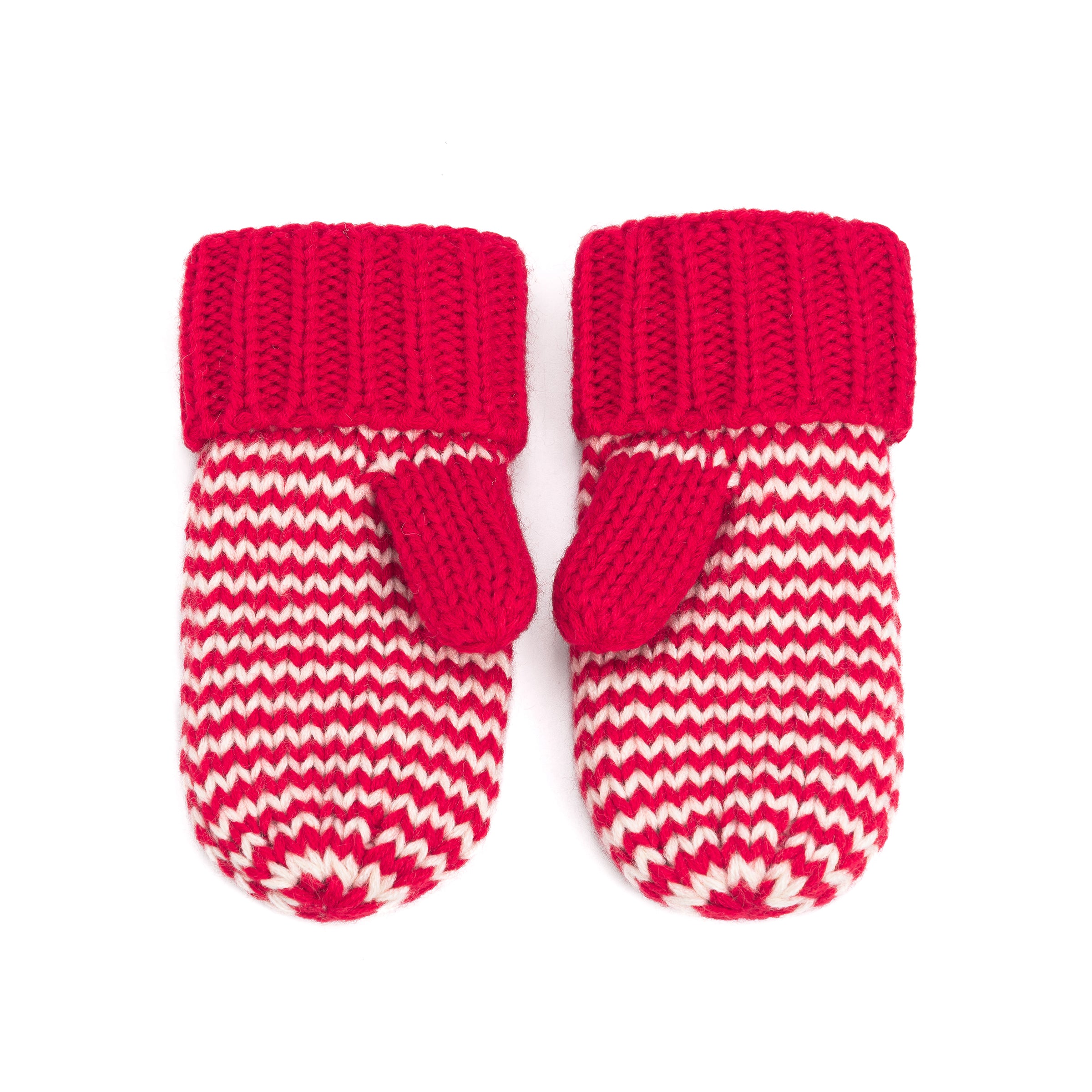 Stripe Knit Mittens: Warm Fleece Lined Acrylic Gloves for Children 1-12 Years