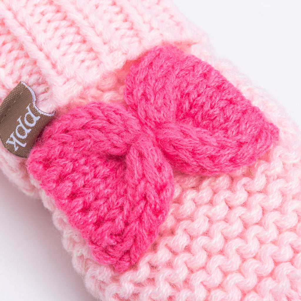 Little Girls /Toddler Knitted Mittens with Bows (Warm Fleece Lined) 1-6 Years