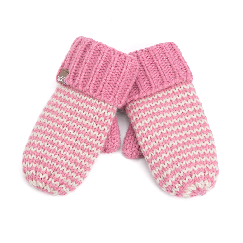 Stripe Knit Mittens: Warm Fleece Lined Acrylic Gloves for Children 1-12 Years