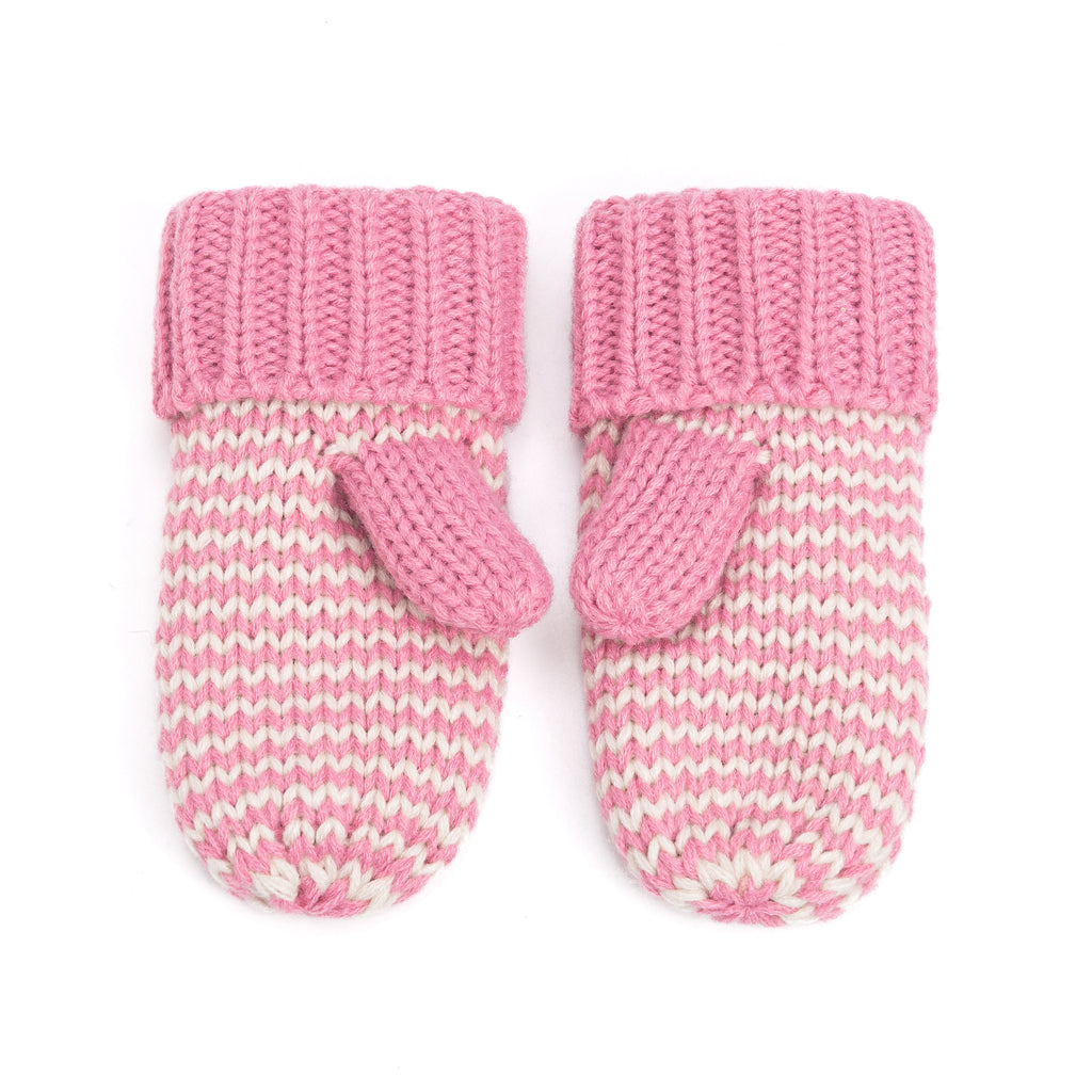 Stripe Knit Mittens: Warm Fleece Lined Acrylic Gloves for Children 1-12 Years