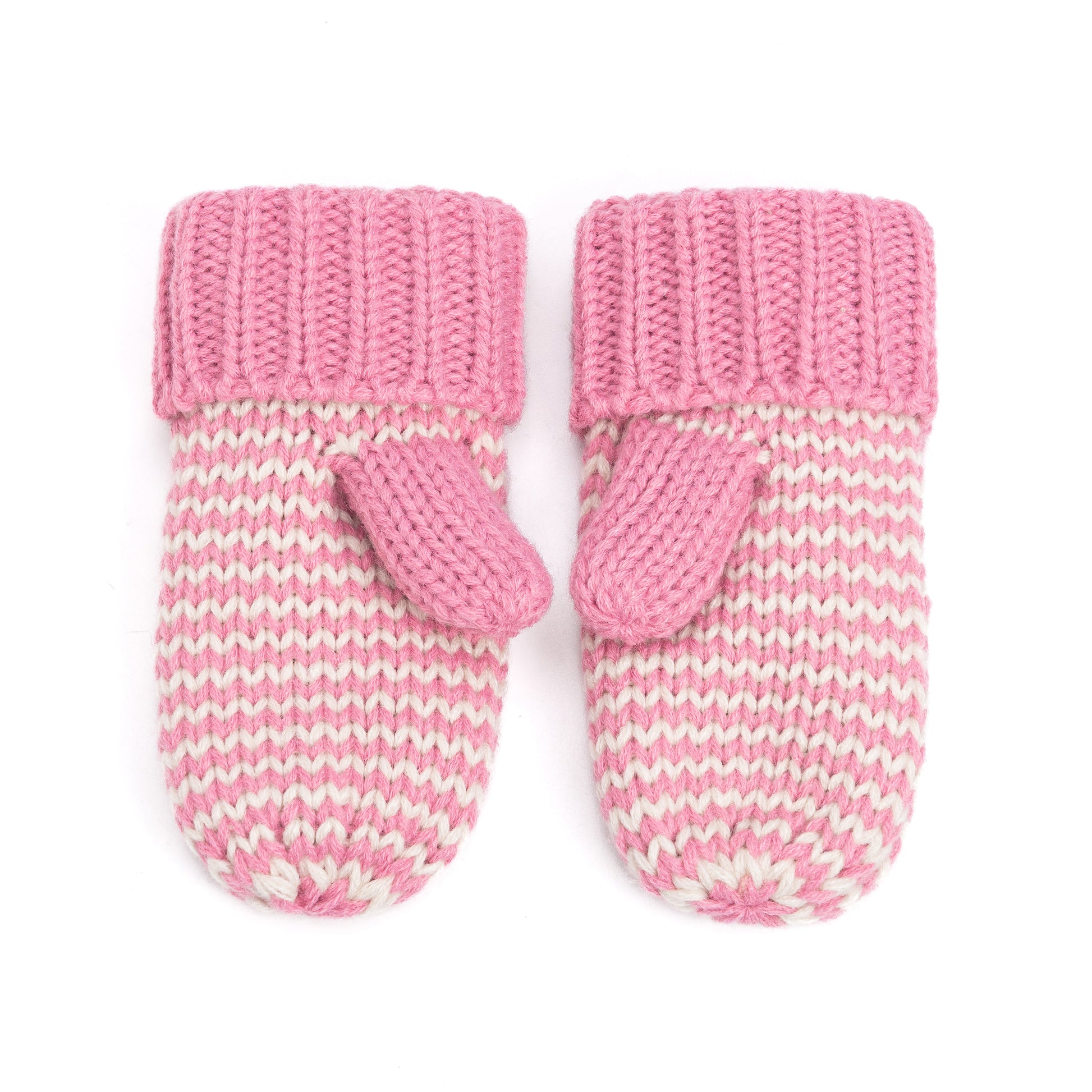 Stripe Knit Mittens: Warm Fleece Lined Acrylic Gloves for Children 1-12 Years