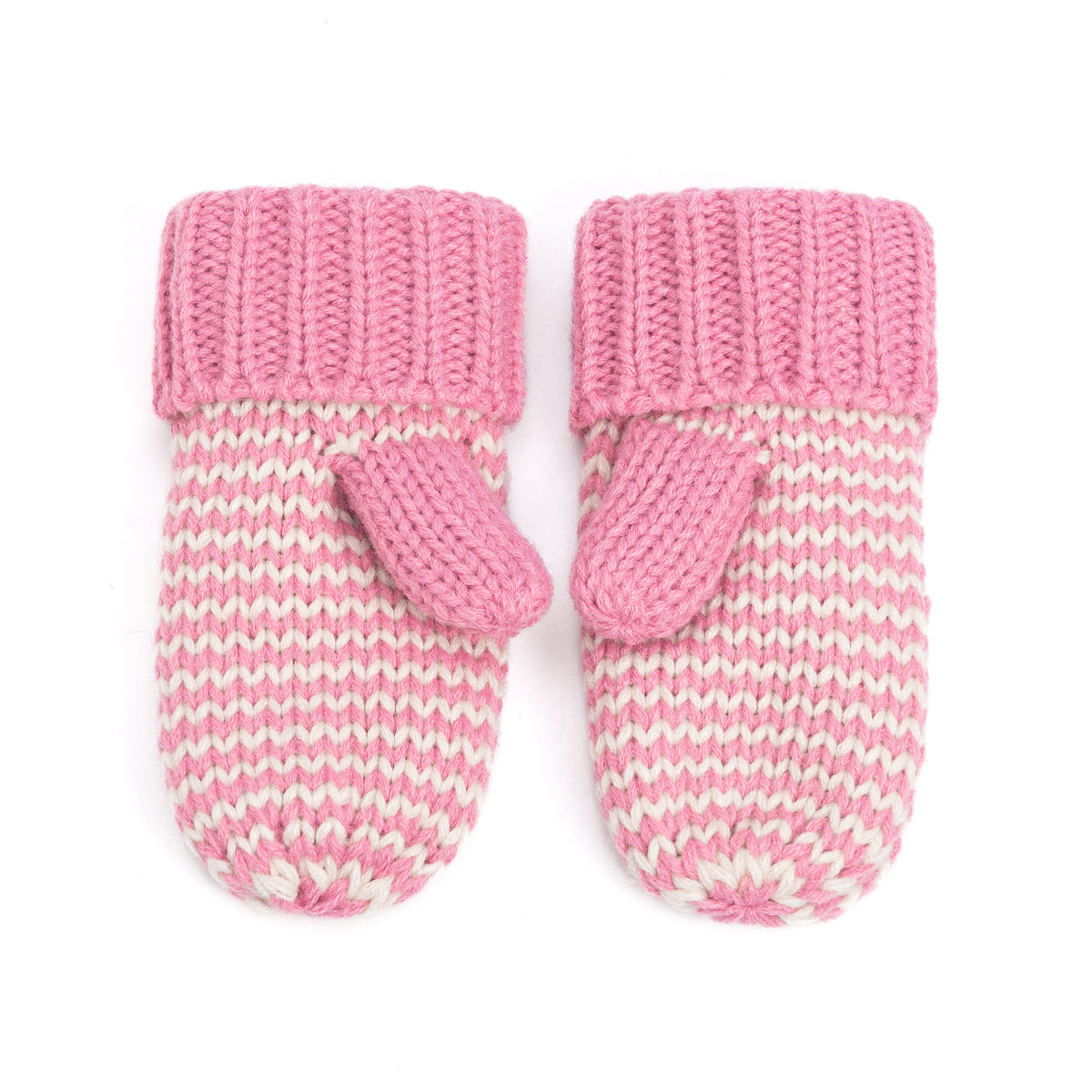 Stripe Knit Mittens: Warm Fleece Lined Acrylic Gloves for Children 1-12 Years