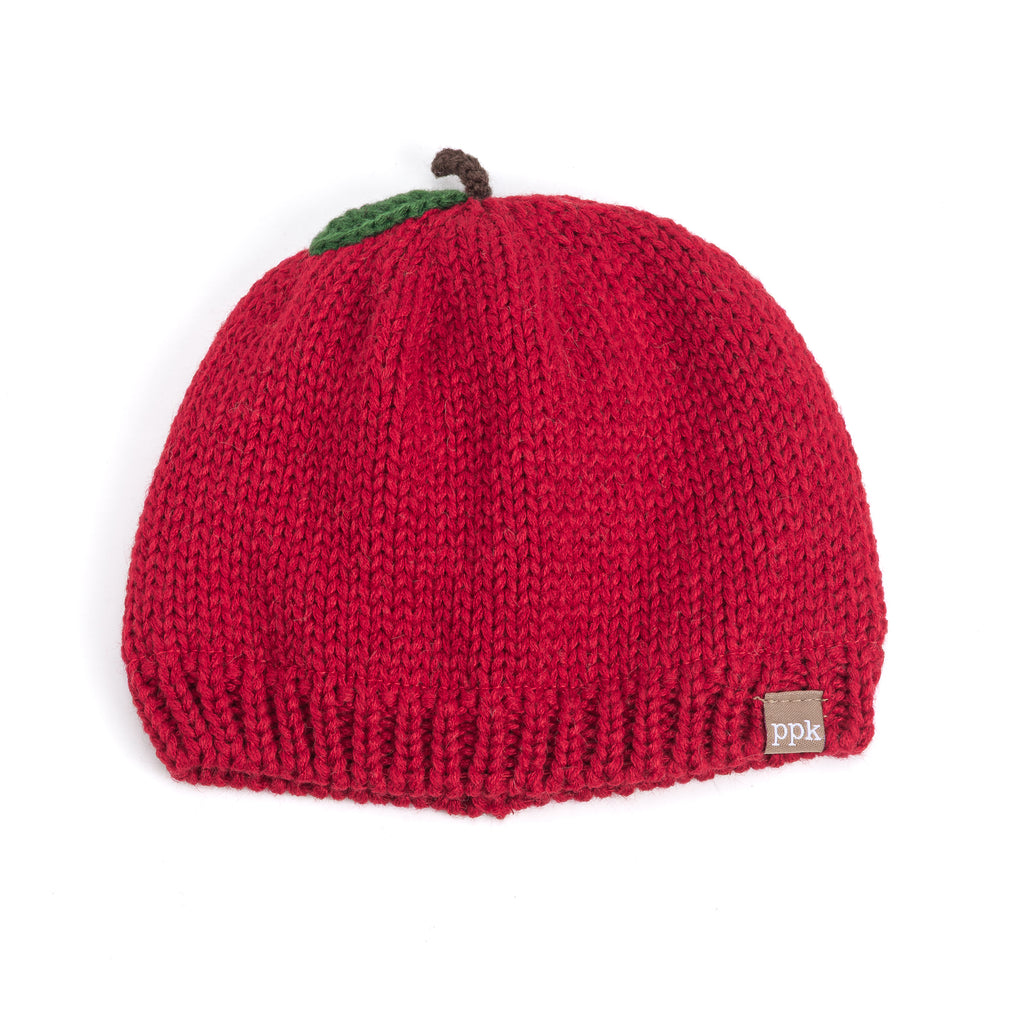 Apple‑Shaped Baby Toddler Knit Beanie – Soft Fleece‑Lined Fall Winter Hat, Red 6-24 Months