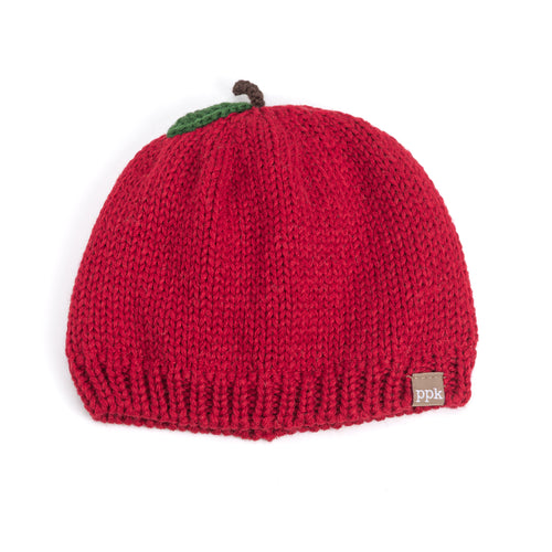 Apple‑Shaped Baby Toddler Knit Beanie – Soft Fleece‑Lined Fall Winter Hat, Red 6-24 Months