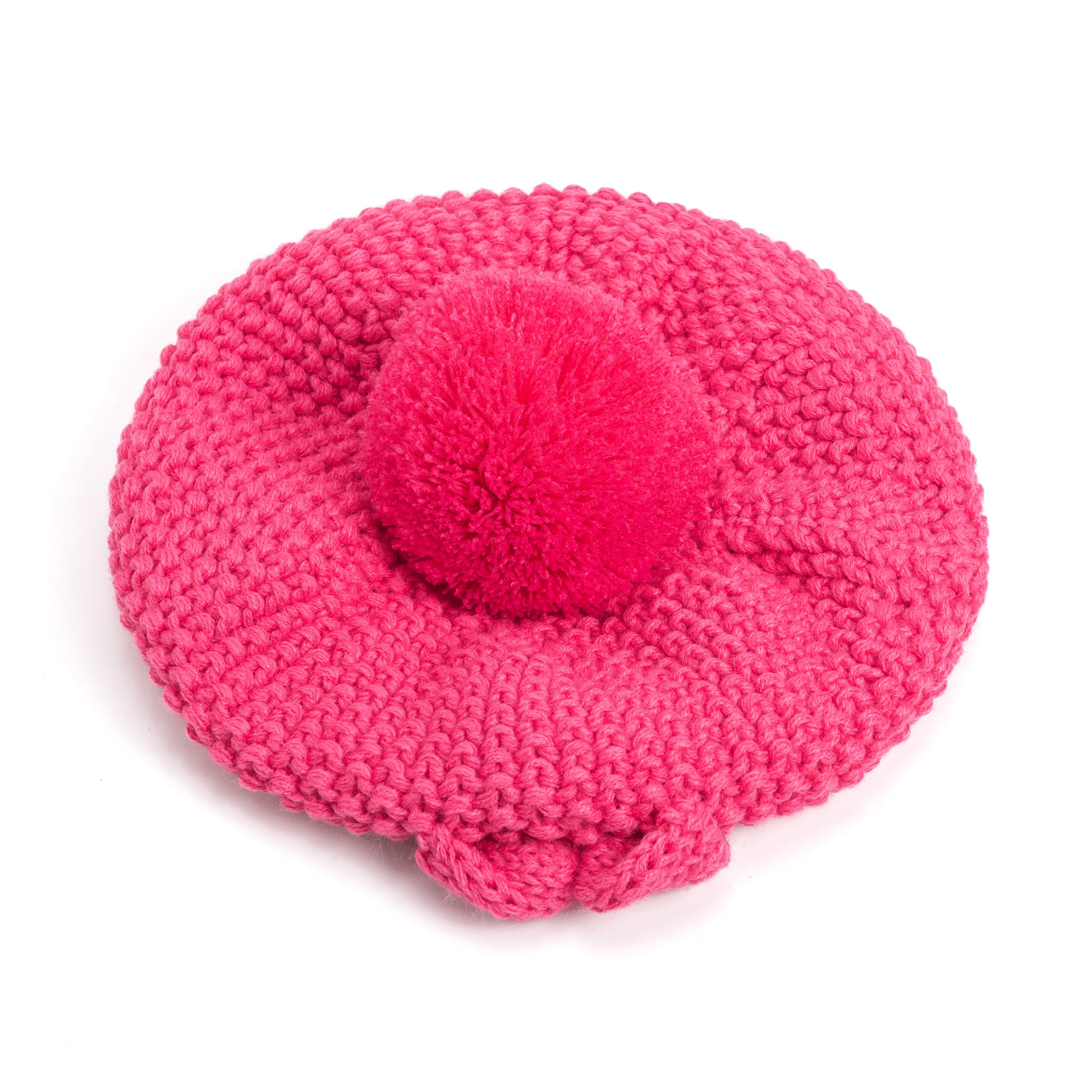 Girls Pink Beret Beanie Hat with Bow, Fleece Lined Soft Warm Fall Winter Hat