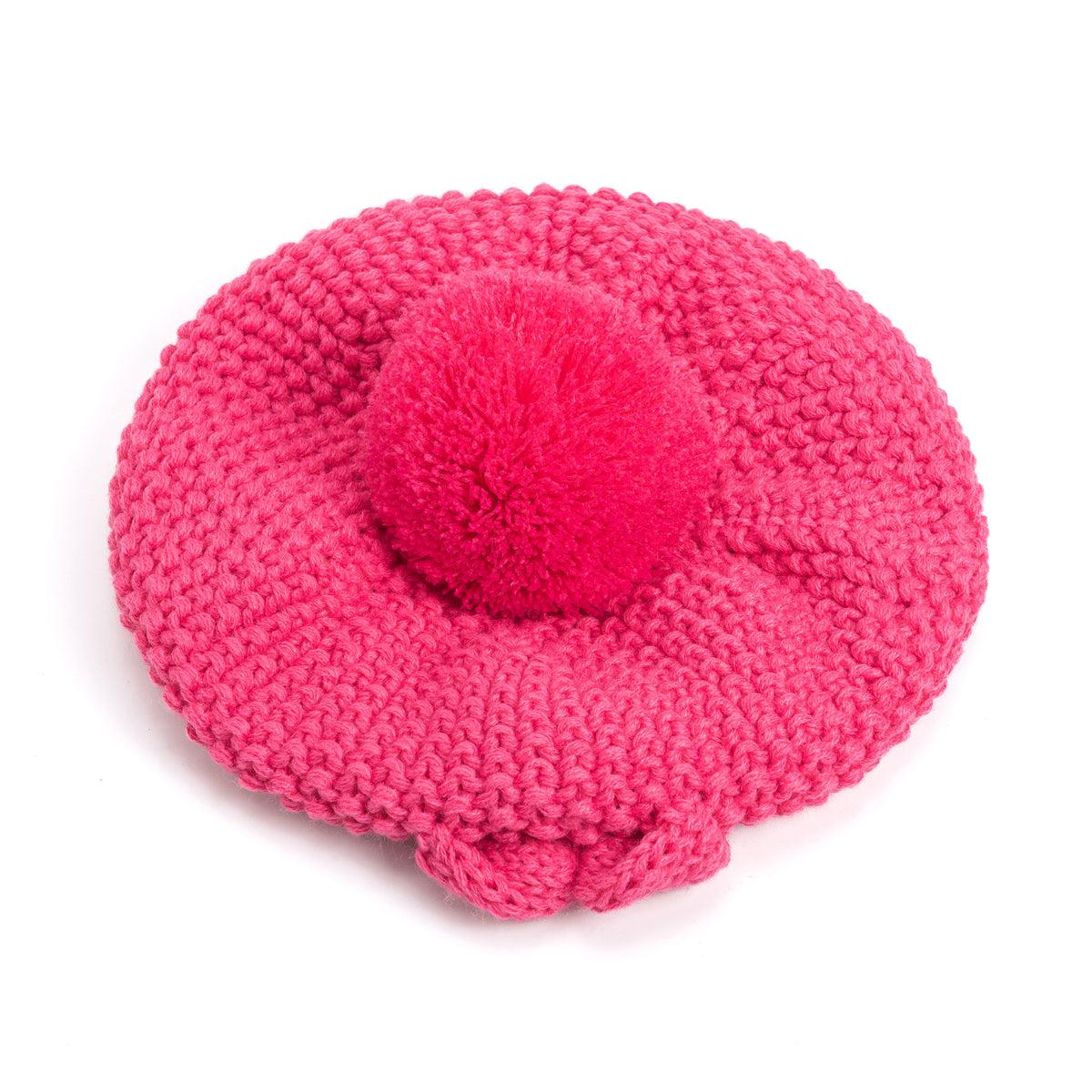 Girls Pink Beret Beanie Hat with Bow, Fleece Lined Soft Warm Fall Winter Hat