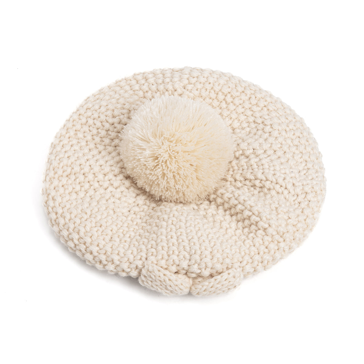 Girls White Beanie Hat with Bow, Fleece Lined Soft Warm Fall Winter Hat