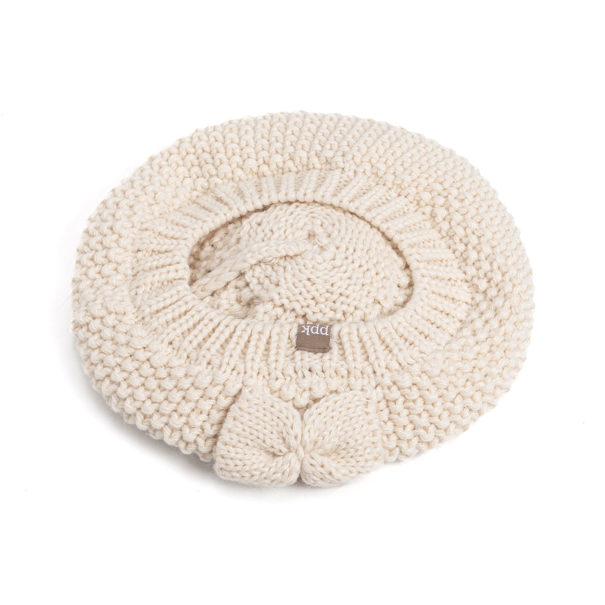 Girls White Beanie Hat with Bow, Fleece Lined Soft Warm Fall Winter Hat