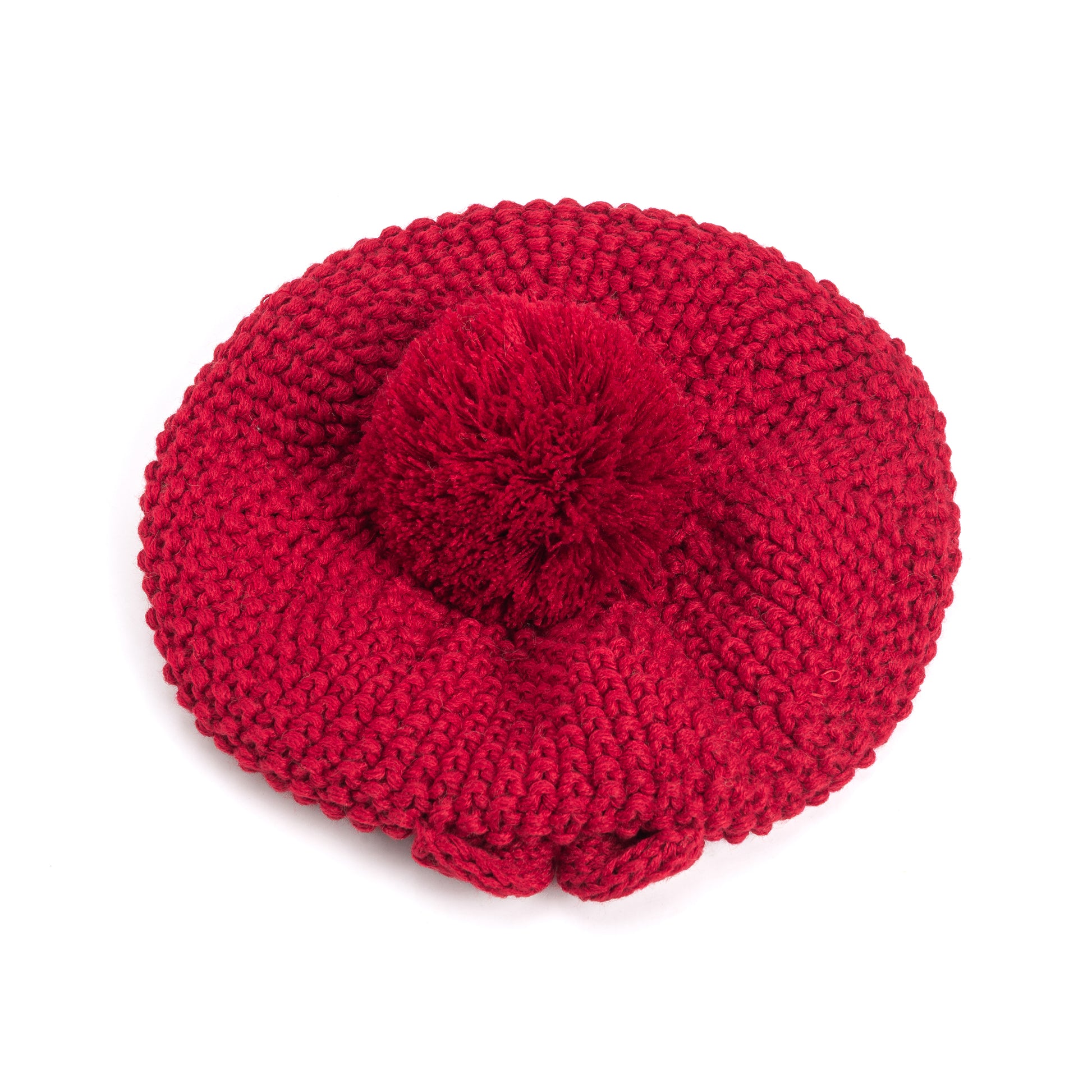 Girls Knitted Beret Beanie Hat with Bow & Pompom, Fleece Lined Soft Warm Winter Hat